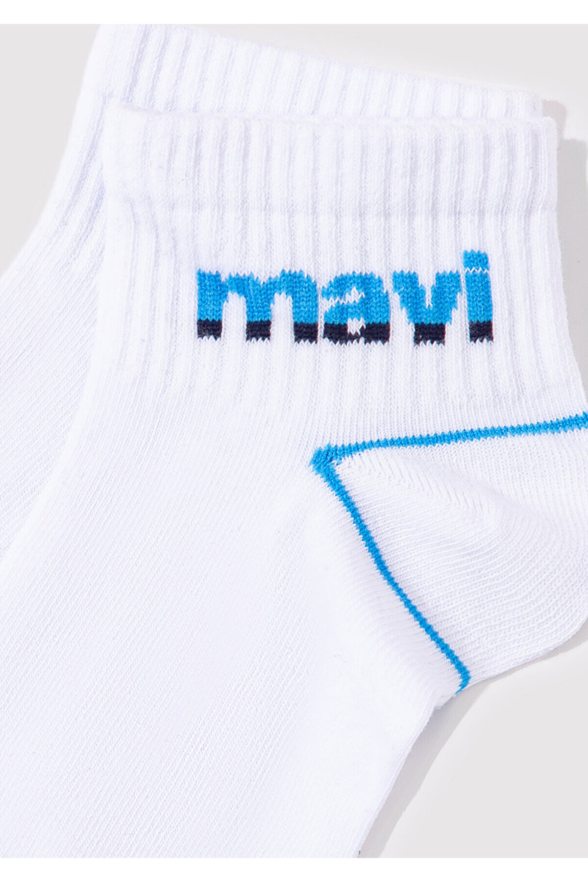 Mavi Logo Baskılı Beyaz Soket Çorap 092523-620 görsel 2