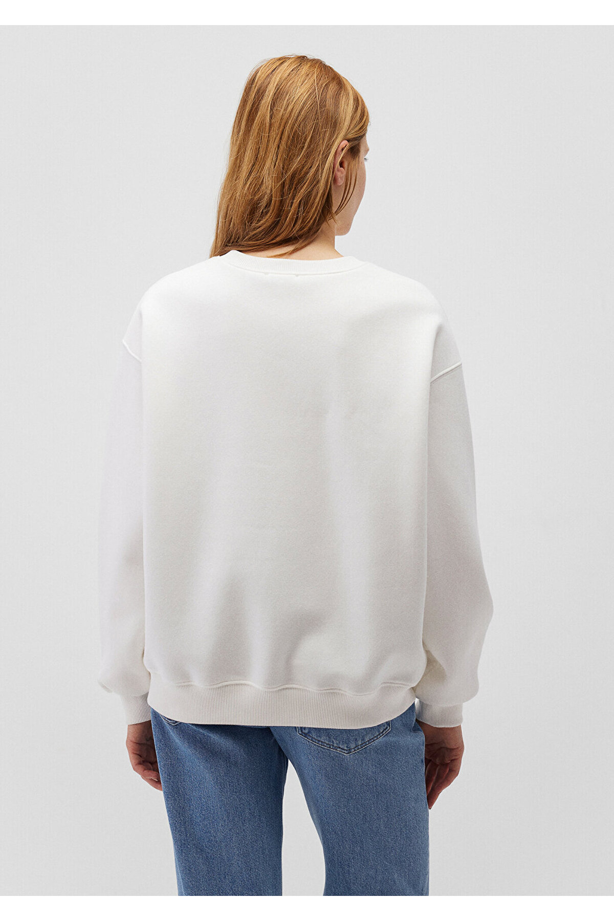 Mavi Bisiklet Yaka Beyaz Basic Sweatshirt 1610198-70057 görsel 4