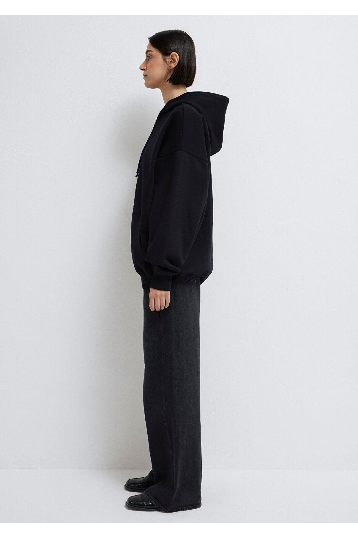 Mavi Kapüşonlu Fermuarlı Siyah Sweatshirt 1610221-900 görsel 5