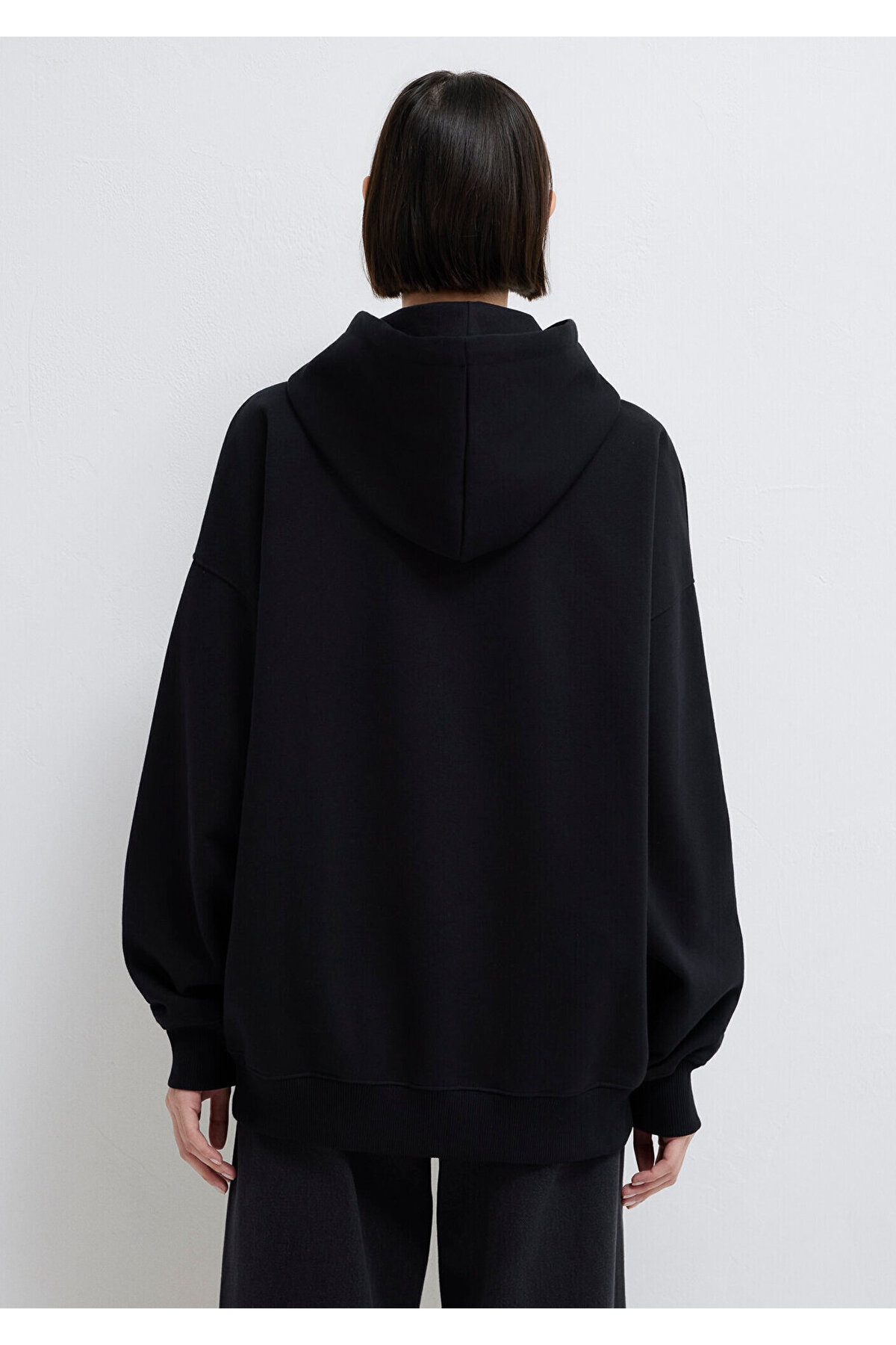 Mavi Kapüşonlu Fermuarlı Siyah Sweatshirt 1610221-900 görsel 6