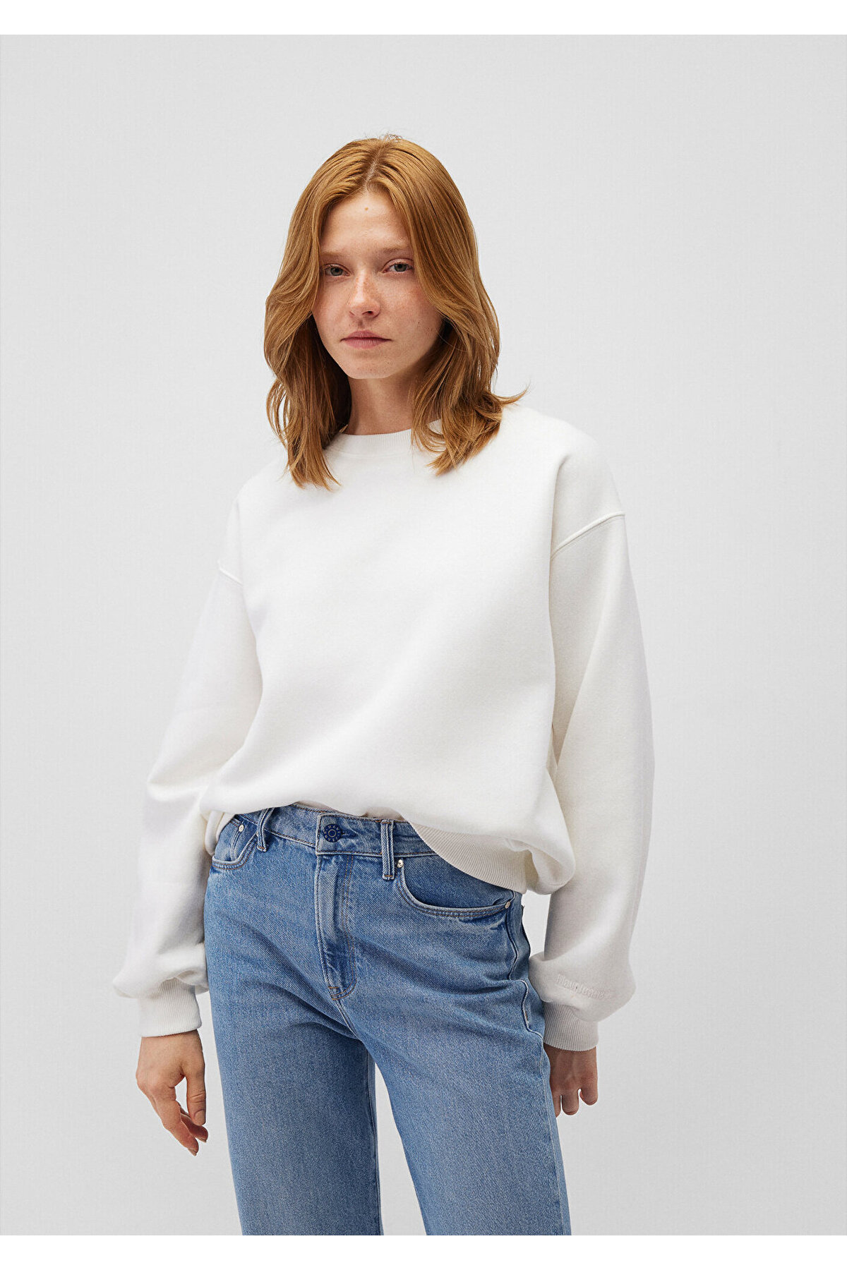 Mavi Bisiklet Yaka Beyaz Basic Sweatshirt 1610198-70057 görsel 2