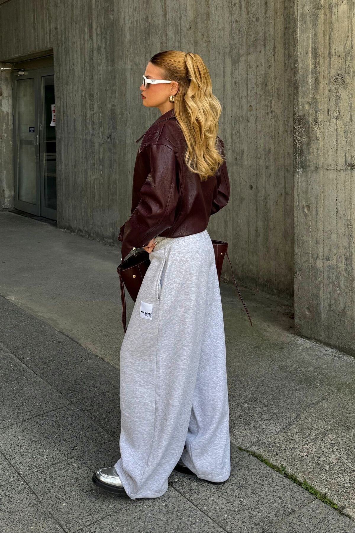 bases. İçi Polarlı Barrel Fit Stoperli Baggy Eşofman Altı görsel 6
