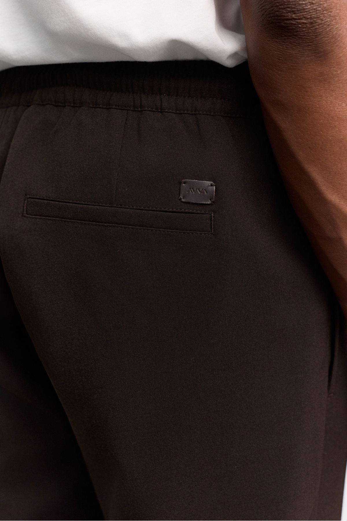 Avva Erkek Kahverengi Beli Lastikli Bağcıklı Duble Paça Jogger Relaxed Fit Pantolon E003000 görsel 3