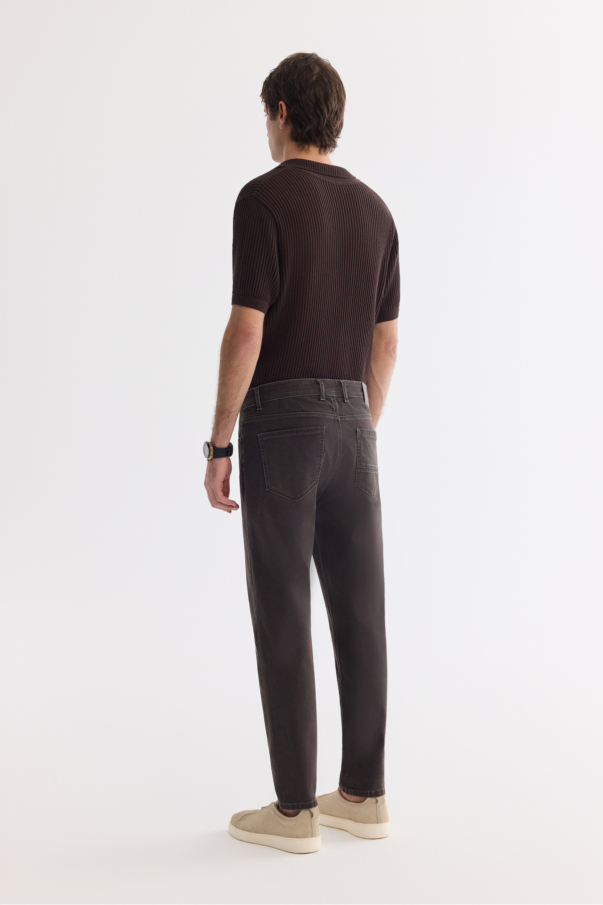 Avva Erkek Kahverengi Eskitme Yıkamalı Pamuklu Elastan Madrid Comfort Slim Fit Jean Pantolon A61Y3511 görsel 4