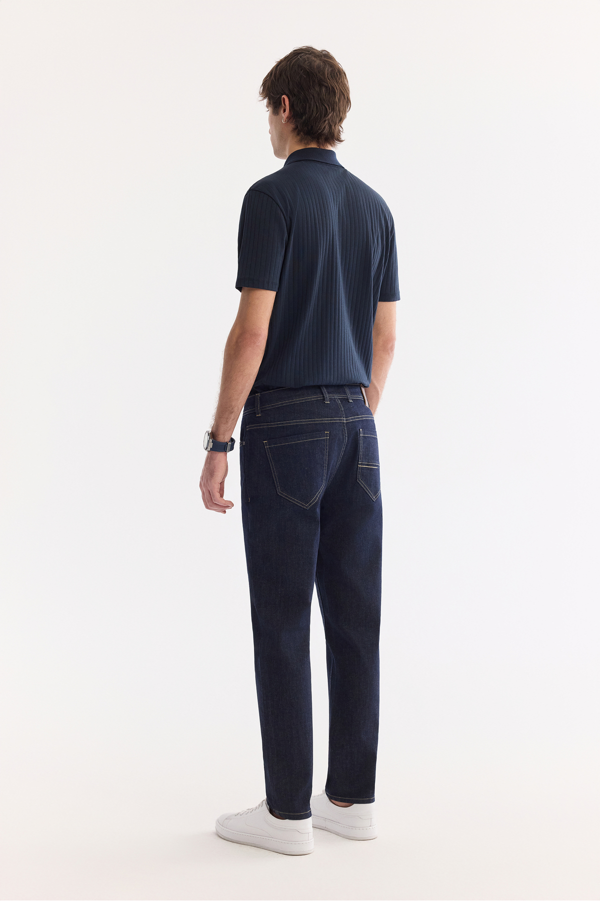 Avva Erkek İndigo Klasik Bel Eskitme Yıkamalı Elastan Madrid Comfort Slim Fit Jean Pantolon A61Y3509 görsel 4
