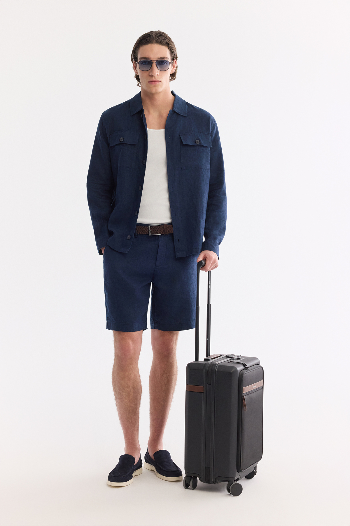 Avva Erkek Lacivert Beli Lastikli %100 Keten Relaxed Fit Şort B003732 görsel 8