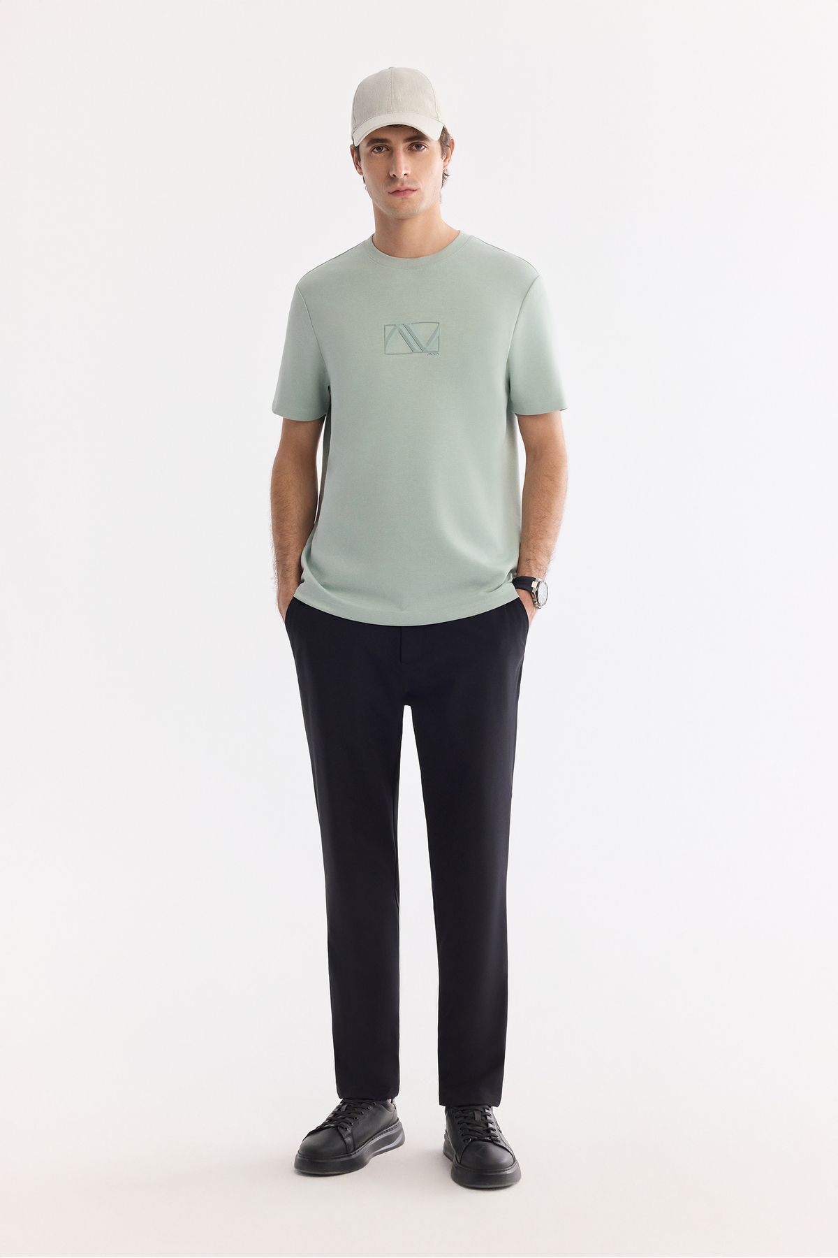 Avva Erkek Mint Yeşil Bisiklet Yaka Baskılı Bi-Stretch İnterlok Regular Fit T-shirt A61Y1054 görsel 6