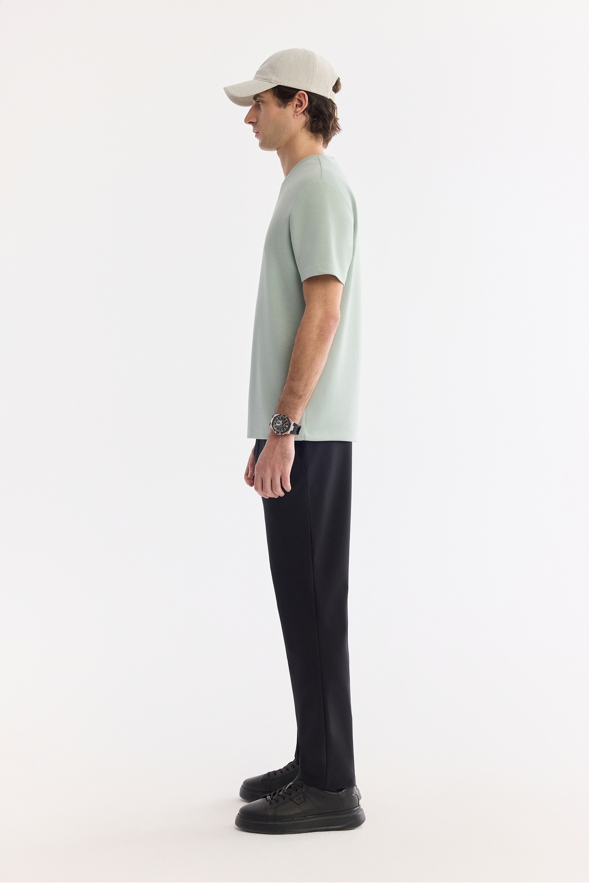 Avva Erkek Mint Yeşil Bisiklet Yaka Baskılı Bi-Stretch İnterlok Regular Fit T-shirt A61Y1054 görsel 3