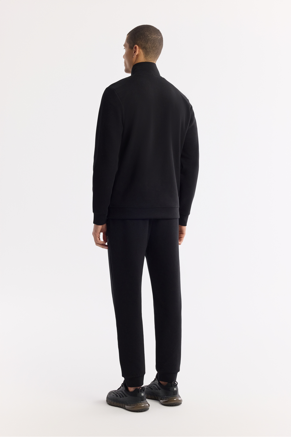 Avva Erkek Siyah Dik Yaka Fermuarlı Bi-Stretch İnterlok Regular Fit Sweatshirt A51Y1219 görsel 6