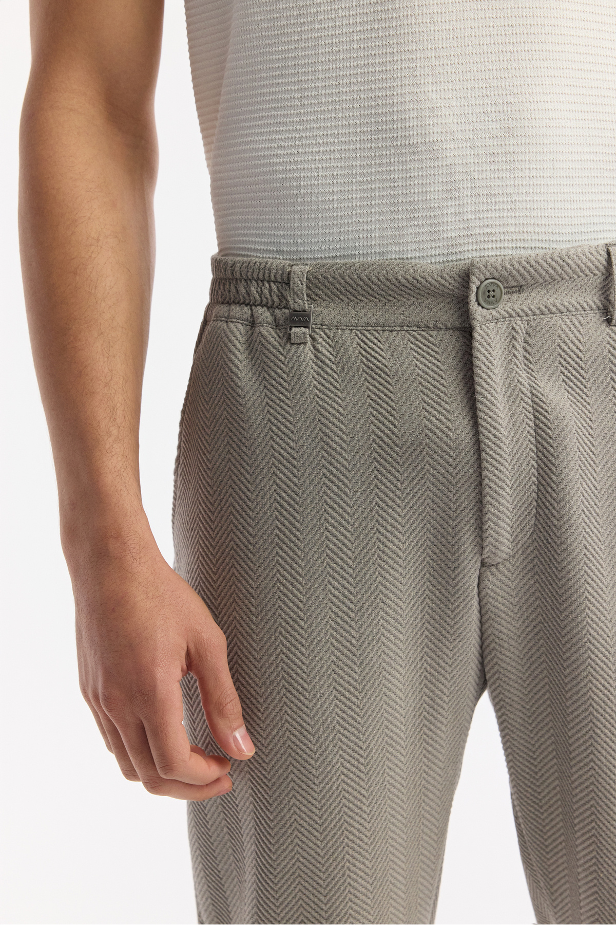 Avva Erkek Gri Yan Cepli Beli Lastikli Bi-Stretch Comfort Slim Fit Pantolon A51Y3211 görsel 4