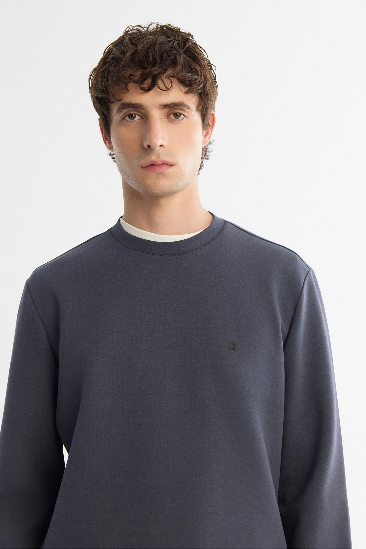 Avva Erkek Antrasit Bisiklet Yaka Esnek Yumuşak Doku İnterlok Kumaş Regular Fit Sweatshirt B001100 görsel 2
