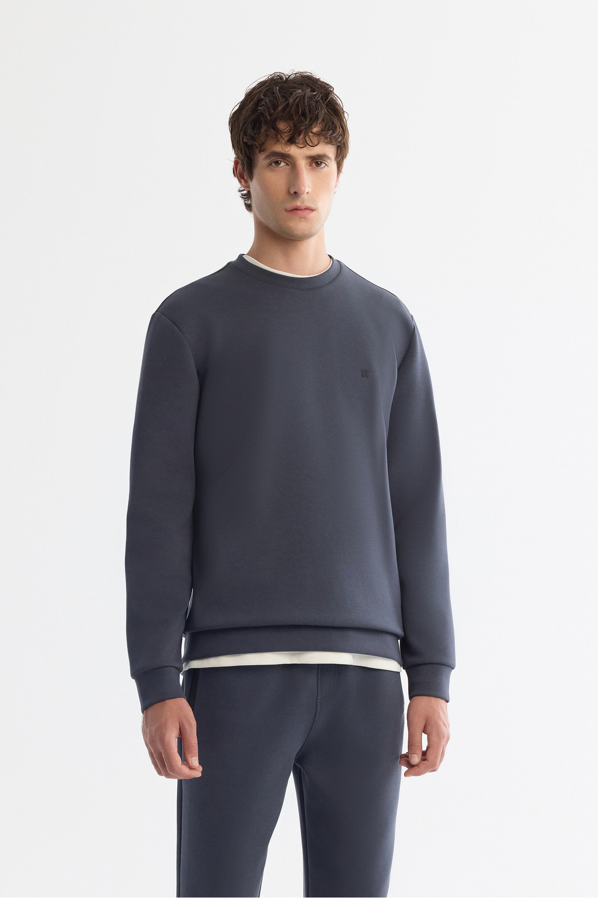 Avva Erkek Antrasit Bisiklet Yaka Esnek Yumuşak Doku İnterlok Kumaş Regular Fit Sweatshirt B001100