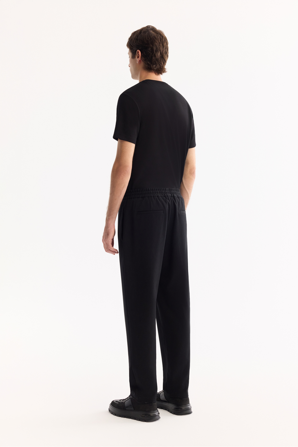 Avva Erkek Siyah Beli Lastikli Bağcıklı Kolay Ütülenen Jogger Relaxed Fit Pantolon A52Y3041 görsel 4