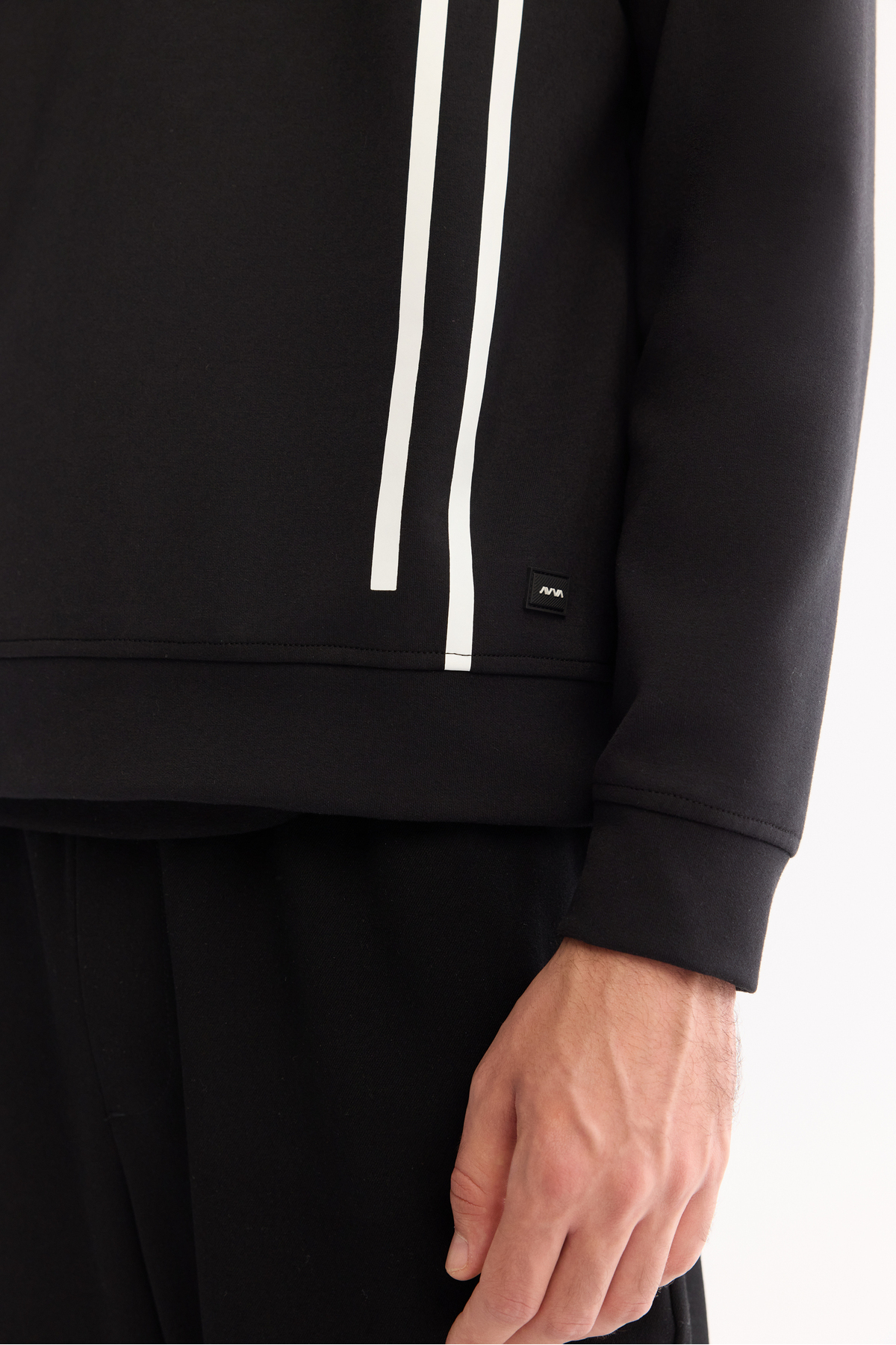 Avva Erkek Siyah Bisiklet Yaka Pamuklu Bi-Stretch Baskılı Regular Fit Sweatshirt A52Y1284 görsel 4