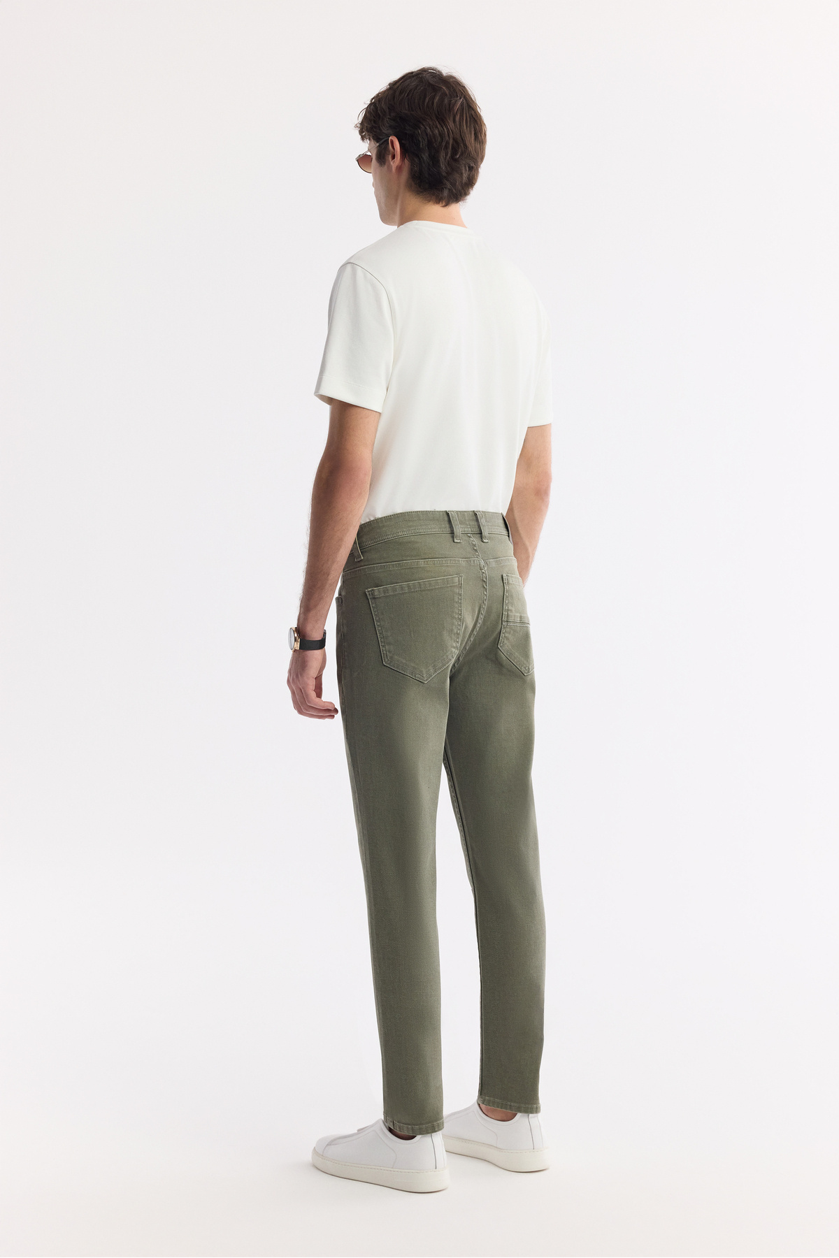 Avva Erkek Haki Klasik Bel Eskitme Yıkamalı Pamuklu Berlin Slim Fit Jean Pantolon B003524 görsel 4