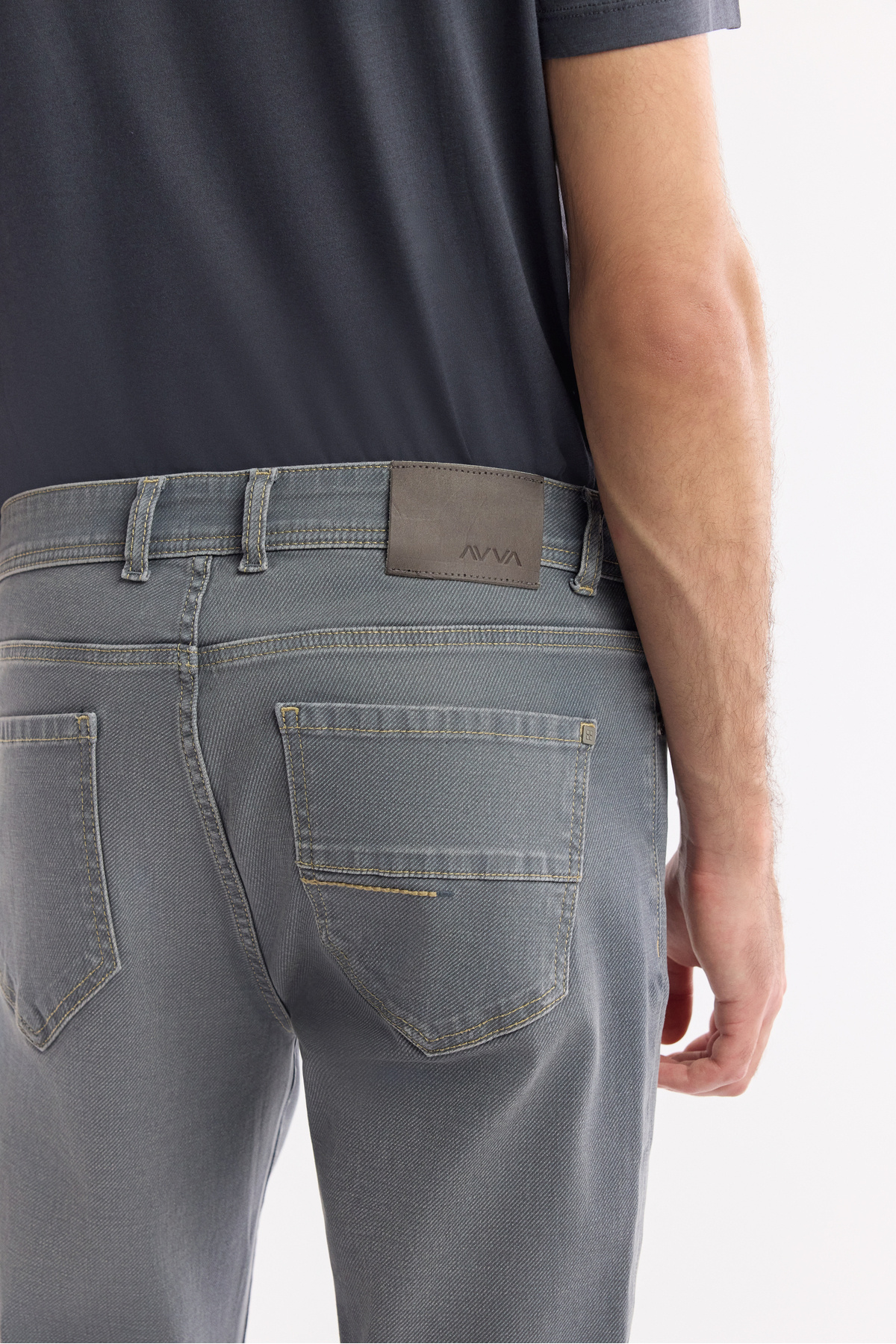 Avva Erkek Gri Klasik Bel Eskitme Yıkamalı Pamuklu Berlin Slim Fit Jean Pantolon B003524 görsel 6