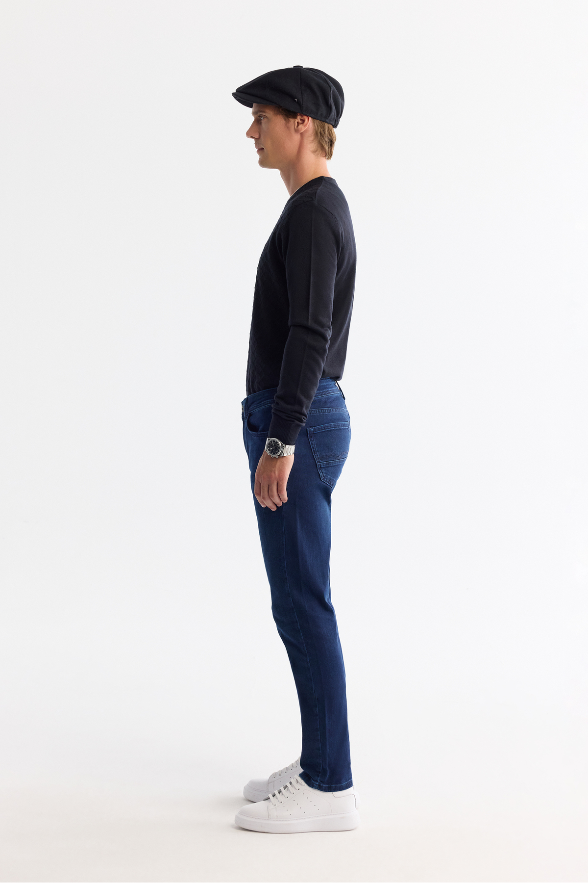 Avva Erkek İndigo Eskitme Yıkama Esnek Berlin Slim Fit Jean Pantolon B003521 görsel 2