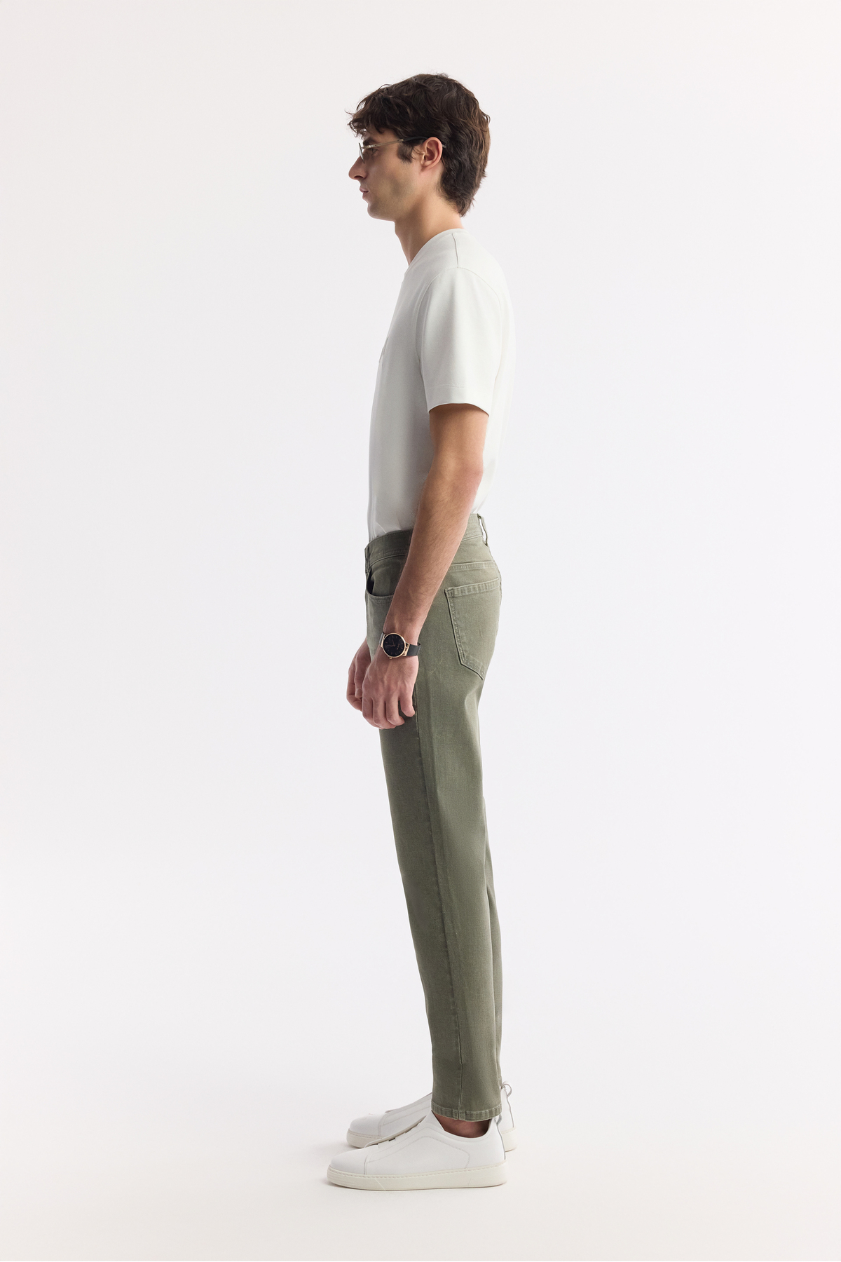 Avva Erkek Haki Klasik Bel Eskitme Yıkamalı Pamuklu Berlin Slim Fit Jean Pantolon B003524 görsel 3
