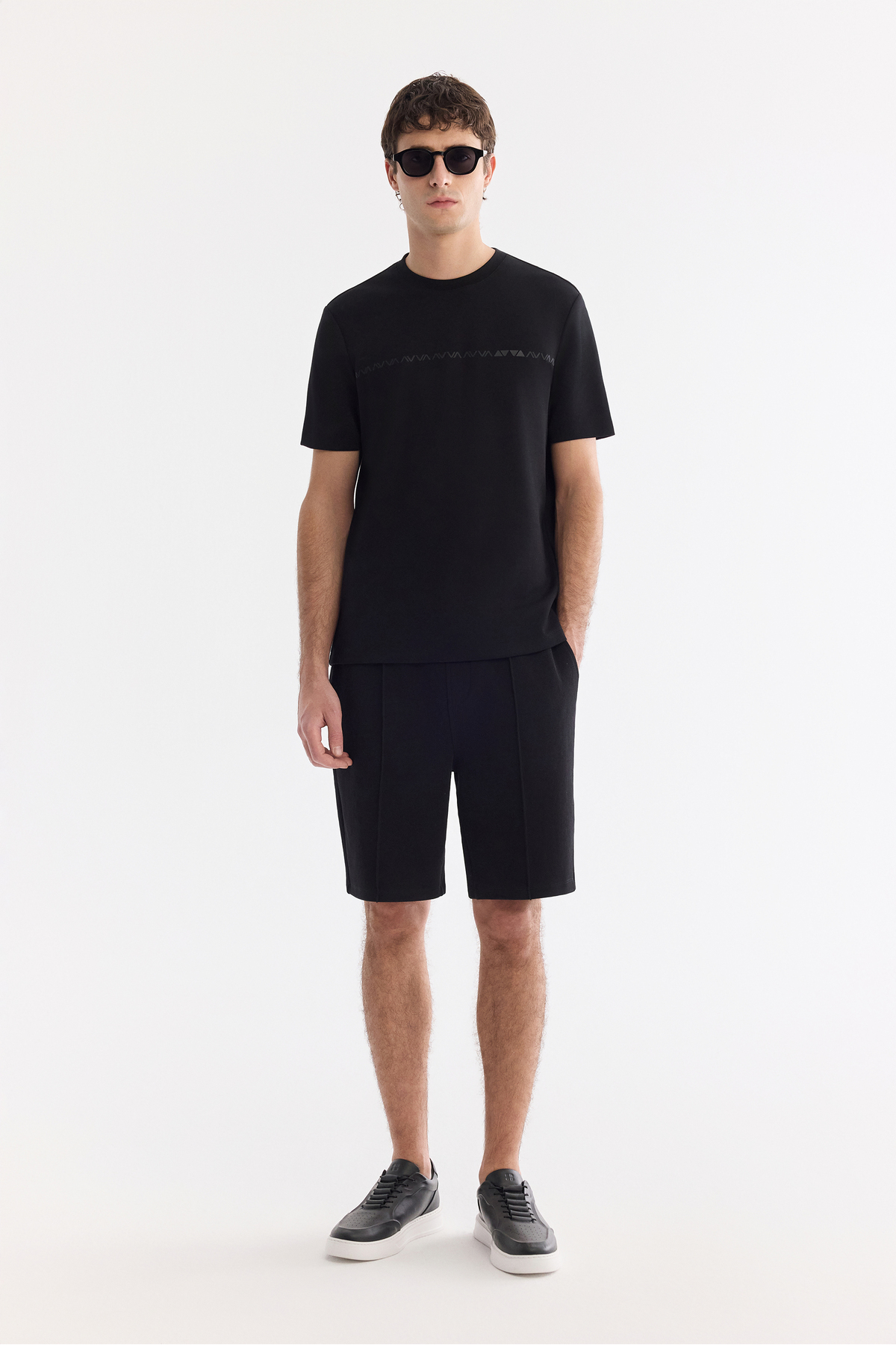 Avva Erkek Siyah Bisiklet Yaka Baskılı Viskon Karışımlı Bi-Stretch İnterlok Regular Fit T-shirt A61Y1052 görsel 5
