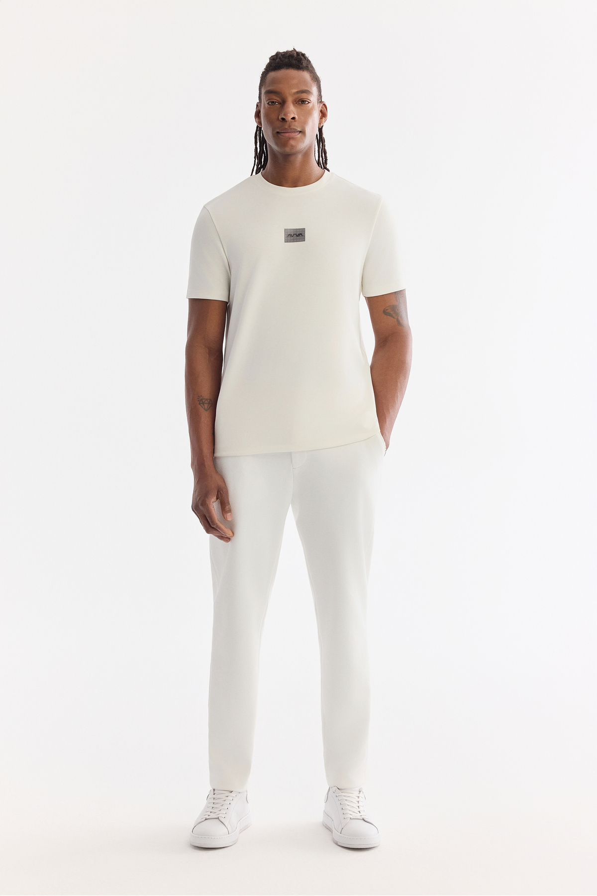 Avva Erkek Ekru Bisiklet Yaka Viskon Karışımlı Baskılı Bi-Stretch İnterlok Regular Fit T-shirt A61Y1059 görsel 6