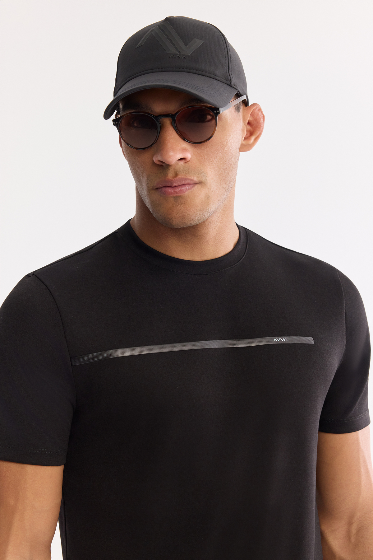 Avva Erkek Siyah Bisiklet Yaka Yüksek Filexi Baskılı İnterlok T-Shirt A61Y1147 görsel 2