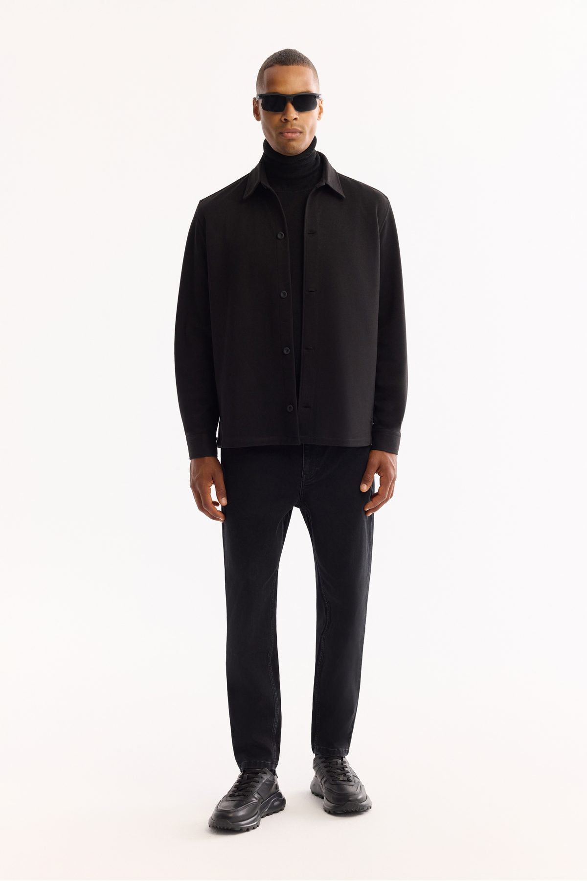 Avva Erkek Siyah Klasik Yaka Jersey Comfort Fit Gömlek Ceket A52Y2043 görsel 6