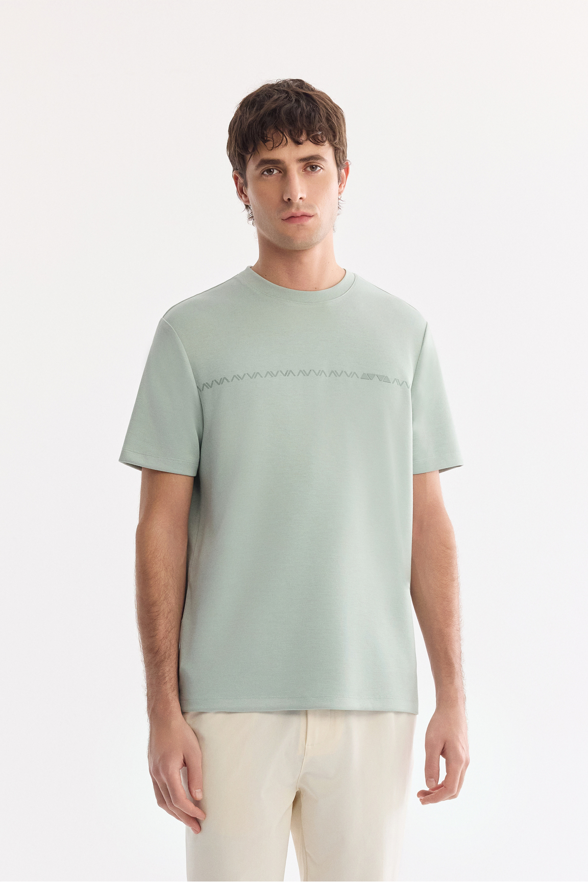 Avva Erkek Mint Yeşil Bisiklet Baskılı Viskon Karışımlı Bi-Stretch İnterlok Regular Fit T-shirt A61Y1052