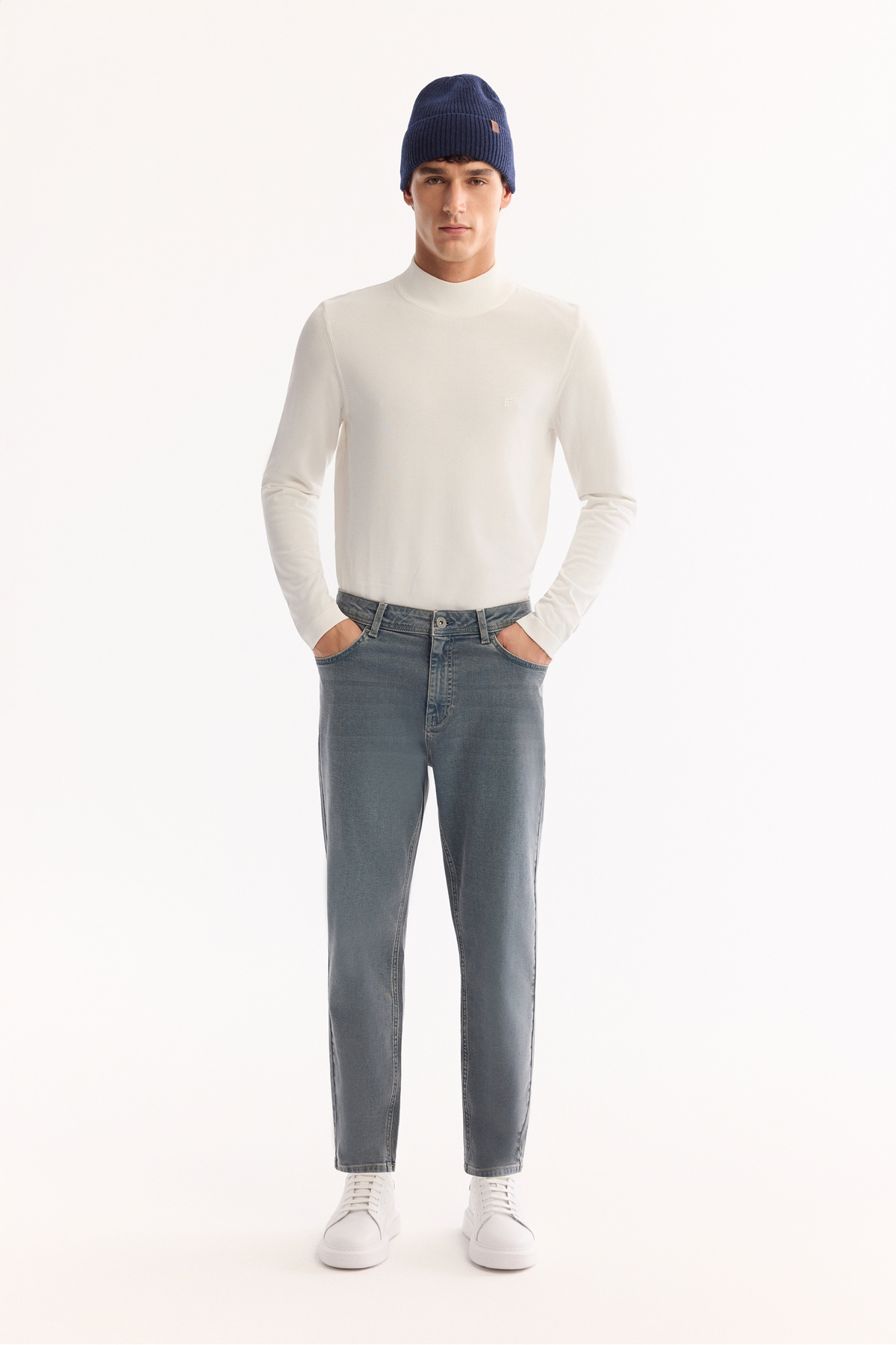 Avva Erkek Mavi Klasik Bel Pamuklu Eskitme Yıkamalı Roma Crop Slim Fit Jean Pantolon A52Y3530 görsel 7