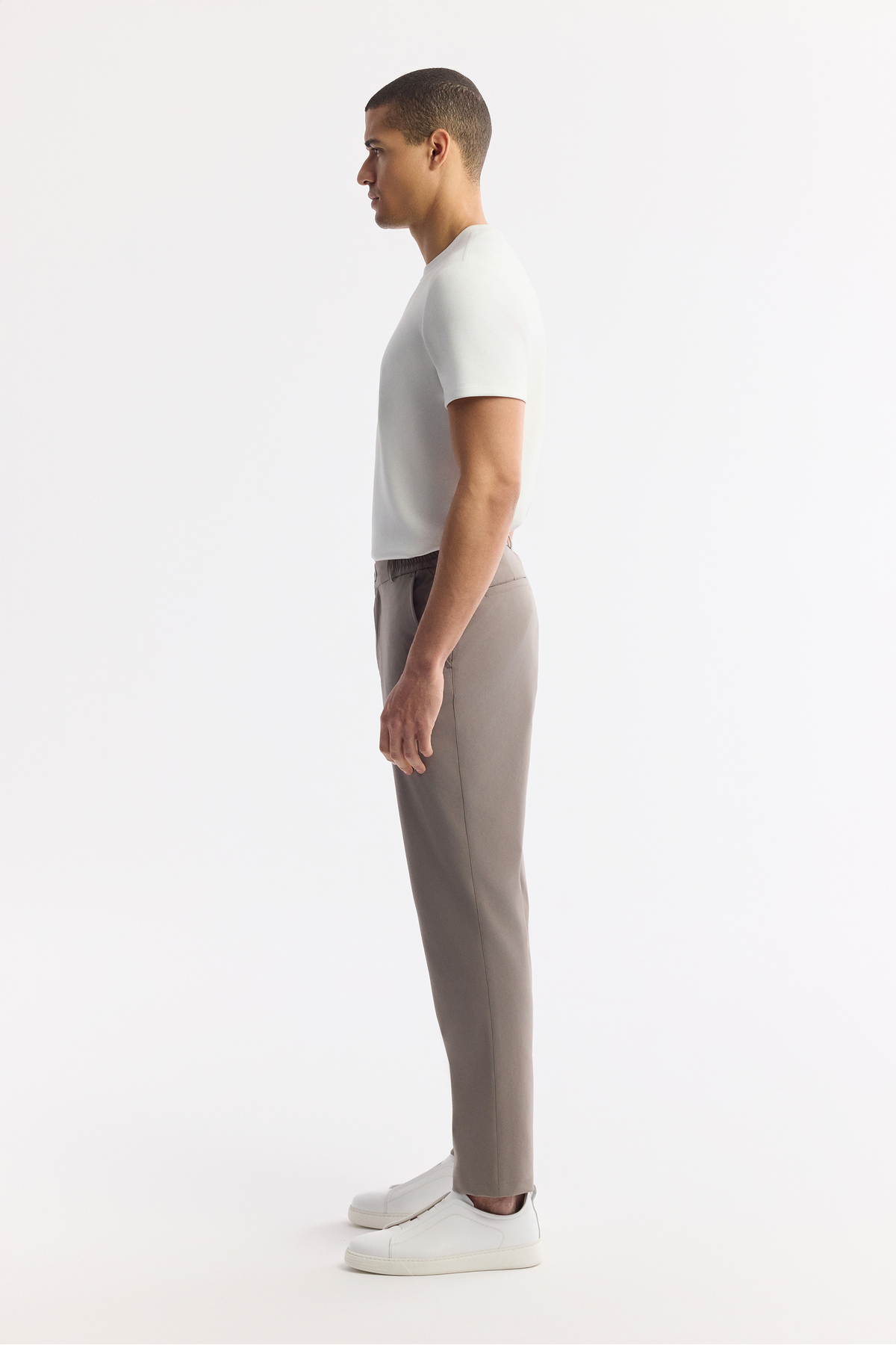 Avva Erkek Vizon Beli Lastikli Bi-Stretch Teknik Kumaş Slim Fit Pantolon A51Y3077 görsel 3