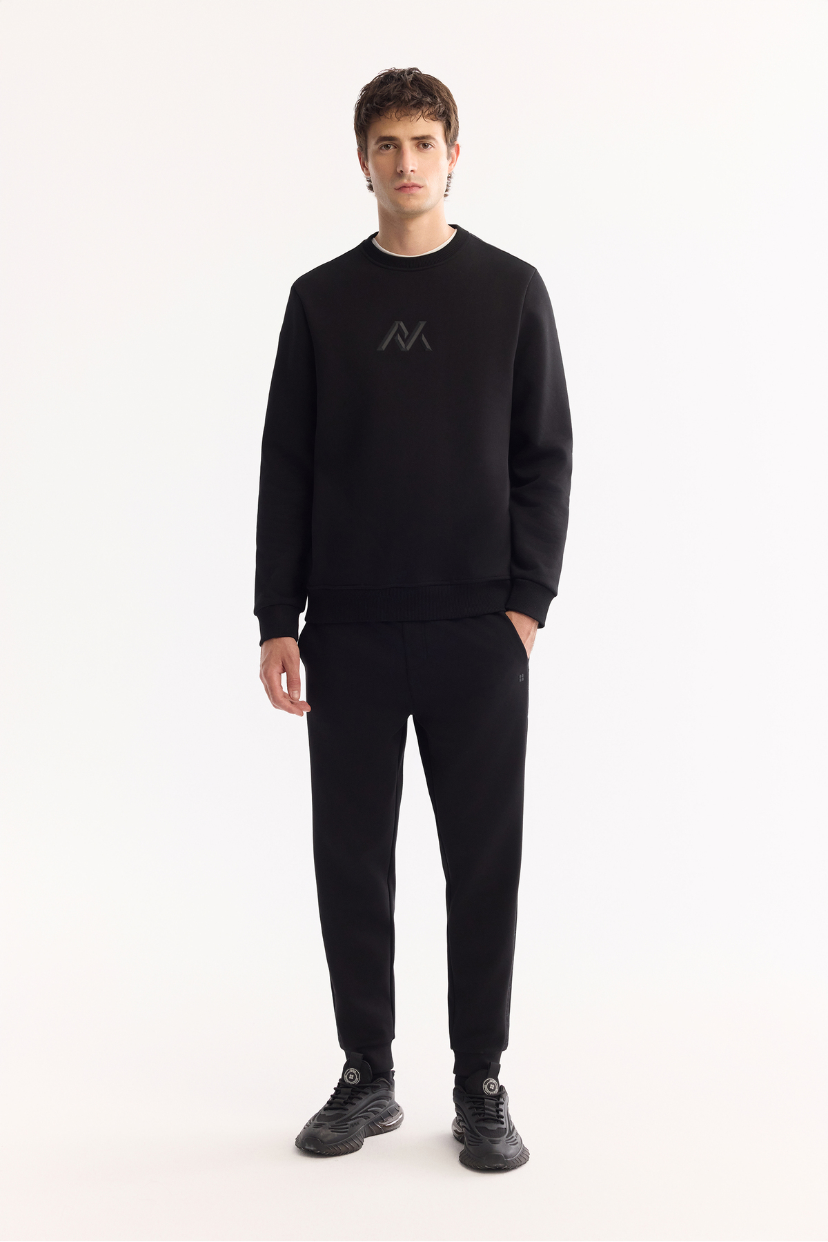 Avva Erkek Siyah Bisiklet Yaka Pamuklu Şardonlu Baskılı Regular Fit Sweatshirt A52Y1327 görsel 6