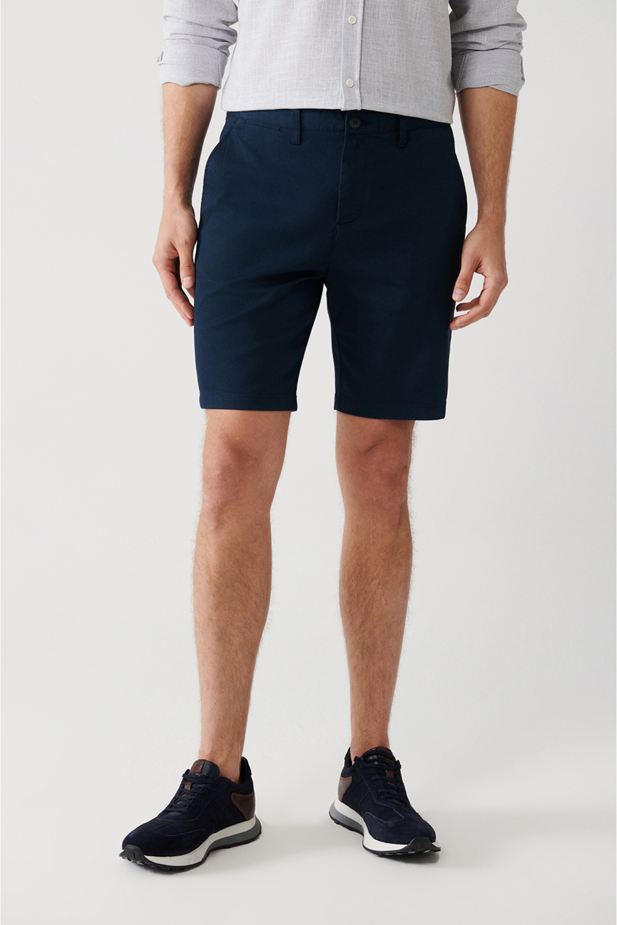 Avva Erkek Lacivert Esnek Patara Chino Kanvas Relaxed Fit Şort B003730 görsel 2