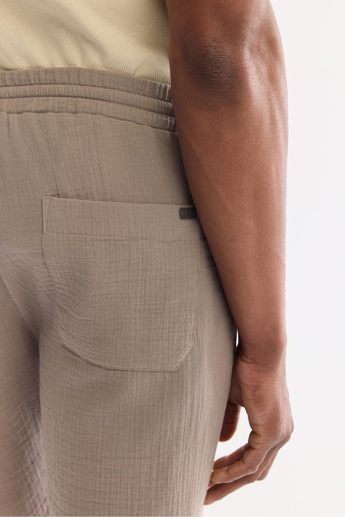 Avva Erkek Açık Haki Beli Bağcıklı Lastikli Pamuklu Nefes Alan Relaxed Fit Şort A61Y3725 görsel 6