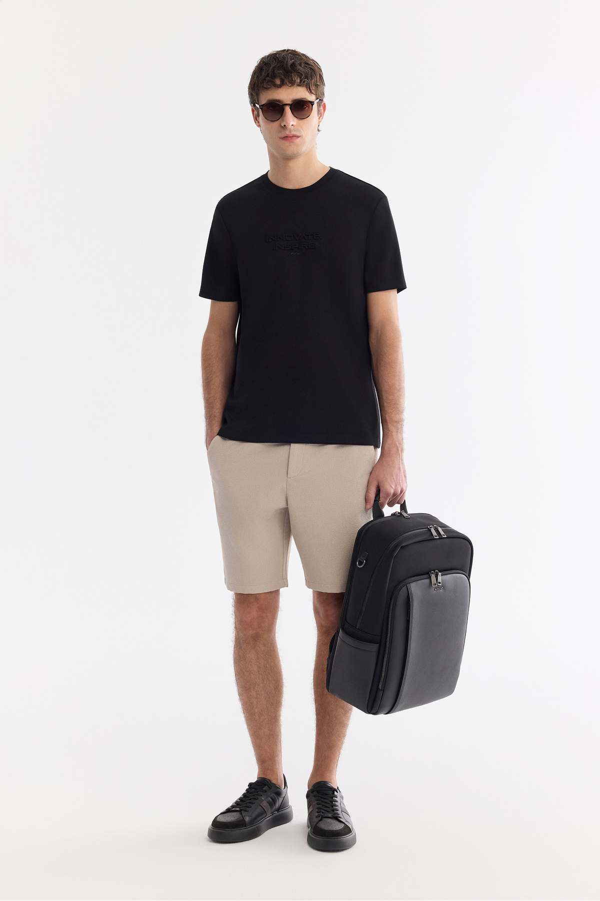 Avva Erkek Siyah Bisiklet Yaka Baskılı Bi-Stretch İnterlok Regular Fit T-shirt A61Y1082 görsel 6