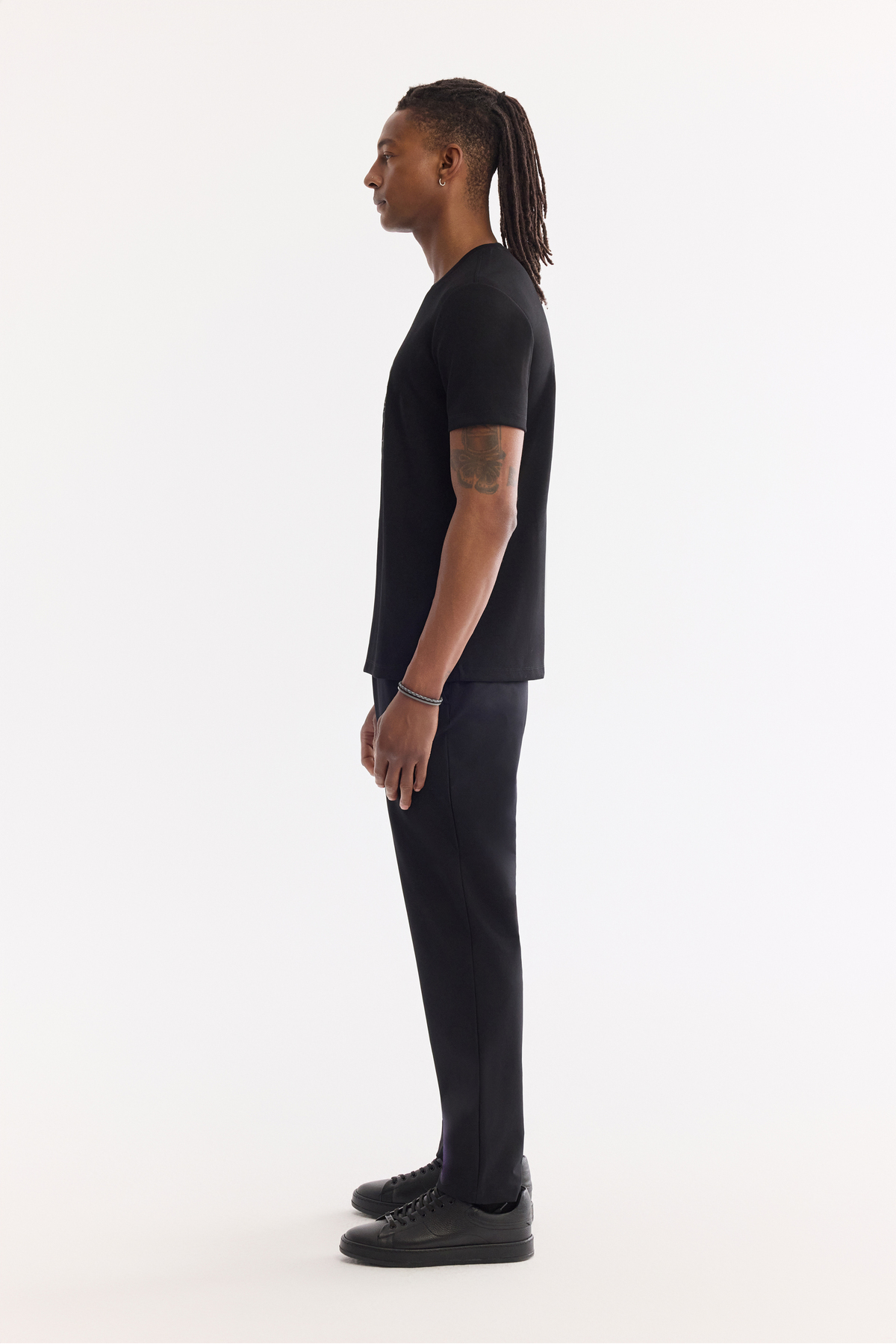 Avva Erkek Siyah Bisiklet Yaka Elastan Bi-Stretch İnterlok Regular Fit T-shirt A61Y1114 görsel 3