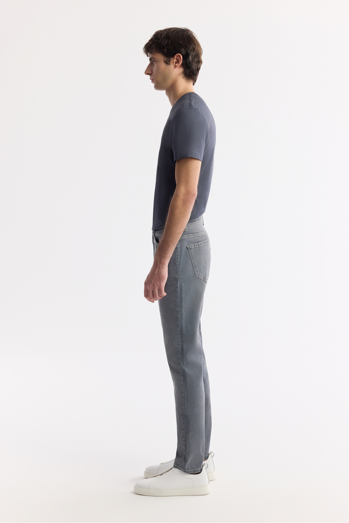 Avva Erkek Gri Klasik Bel Eskitme Yıkamalı Pamuklu Berlin Slim Fit Jean Pantolon B003524 görsel 3