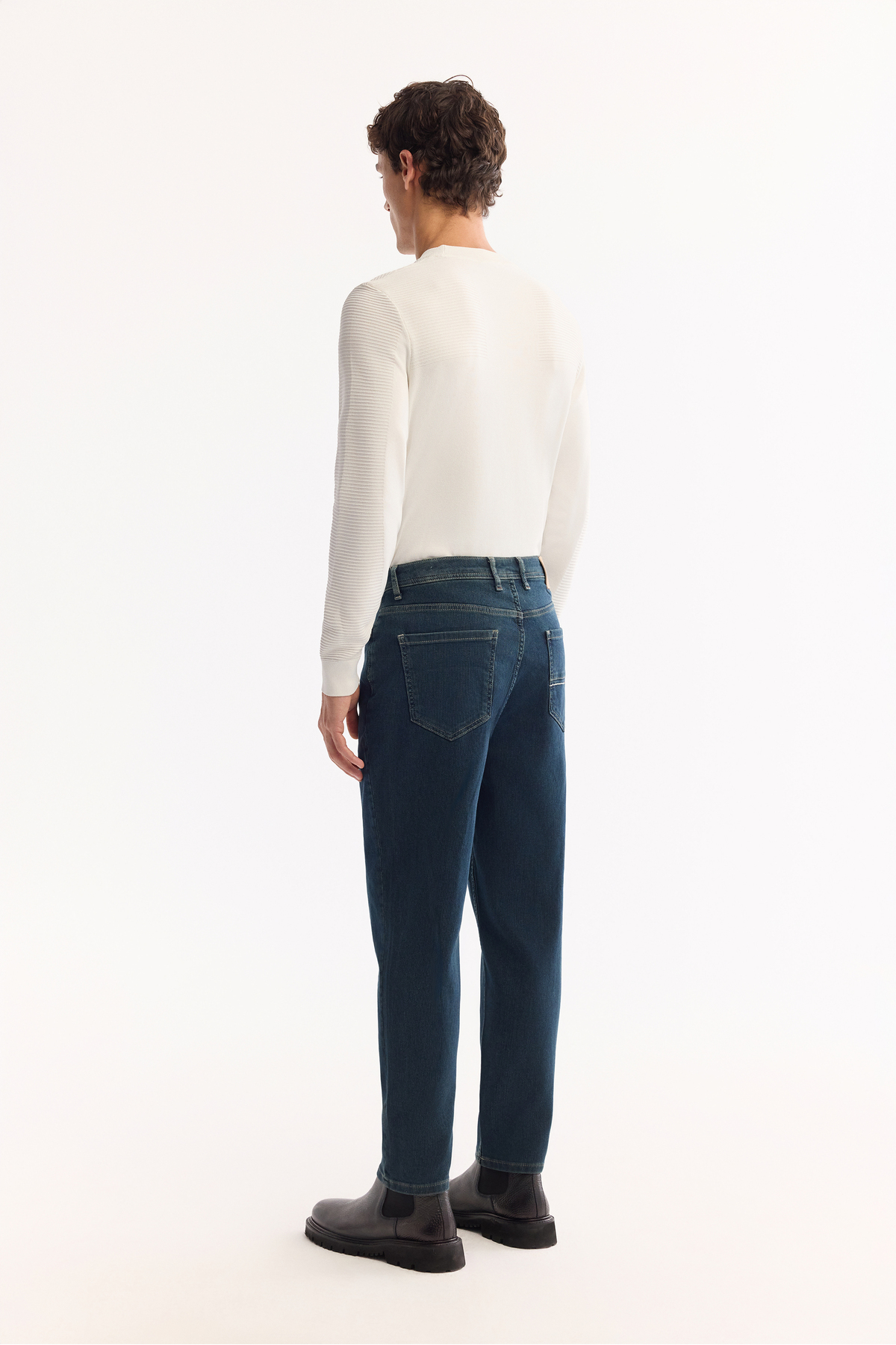 Avva Erkek İndigo Klasik Bel Pamuklu Eskitme Yıkmalı Oslo Carrot Fit Jean Pantolon A51Y3552 görsel 7