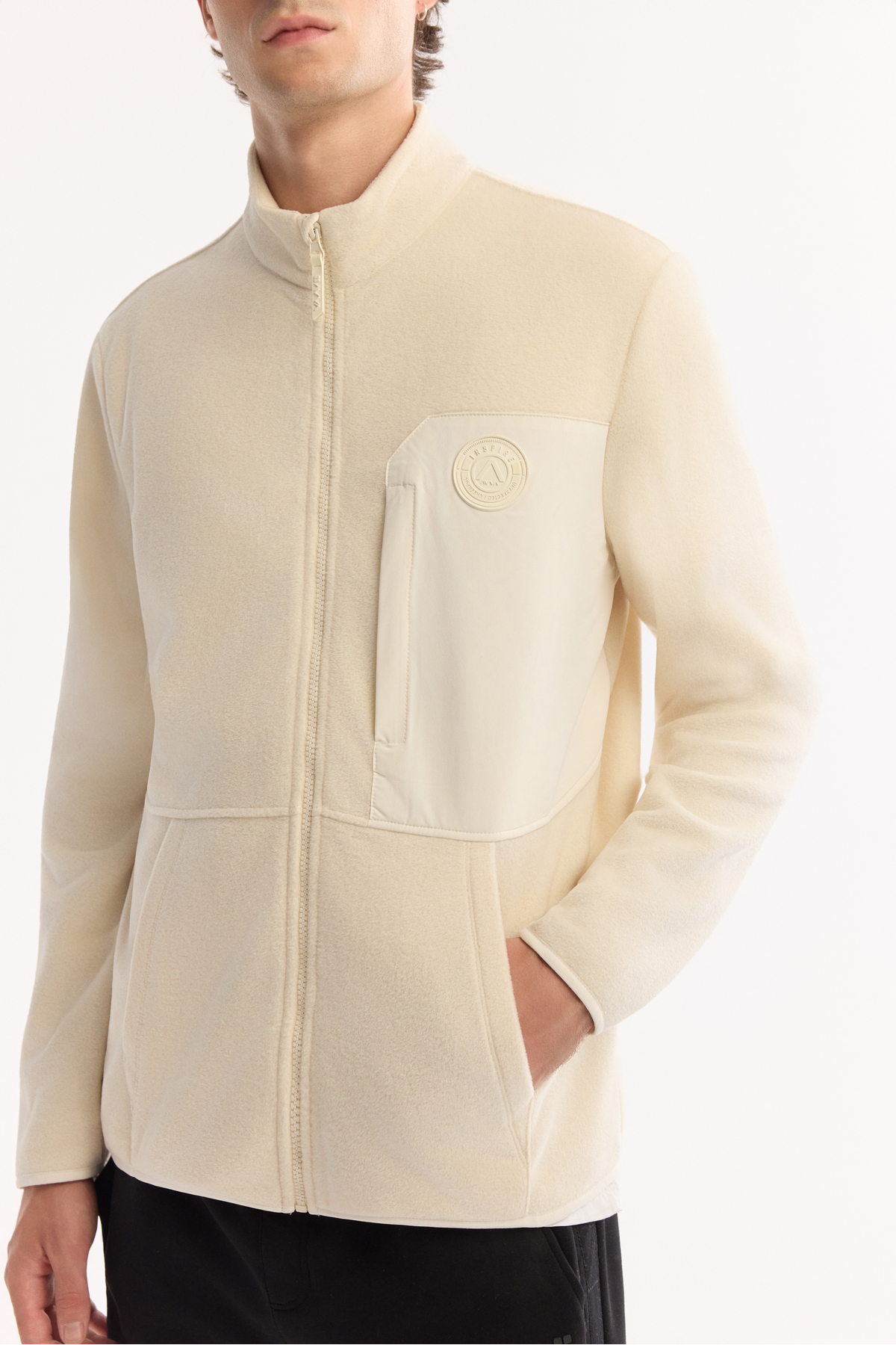 Avva Erkek Ekru Dik Yaka Fermuarlı Soft Touch Polar Regular Fit Sweatshirt A52Y1207 görsel 5