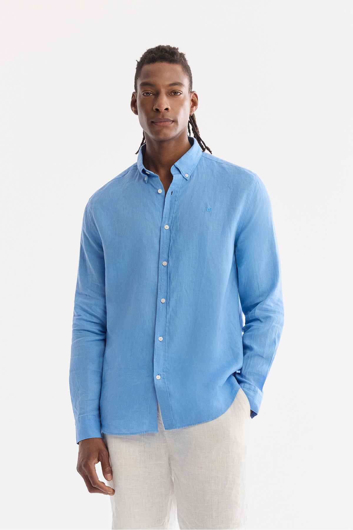 Avva Erkek Beyaz Beli Lastikli %100 Keten Relaxed Fit Şort B003732 görsel 7
