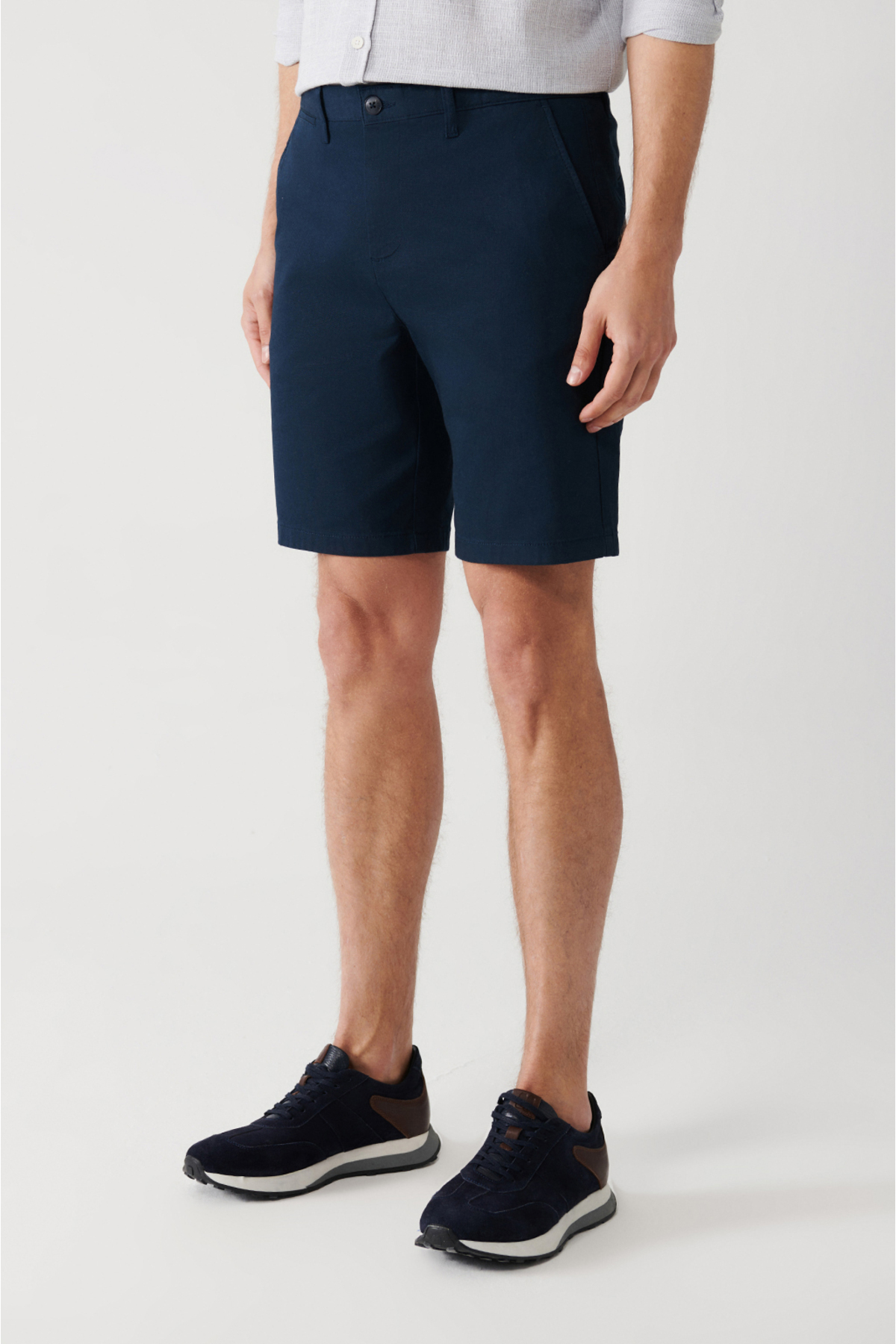 Avva Erkek Lacivert Esnek Patara Chino Kanvas Relaxed Fit Şort B003730 görsel 3