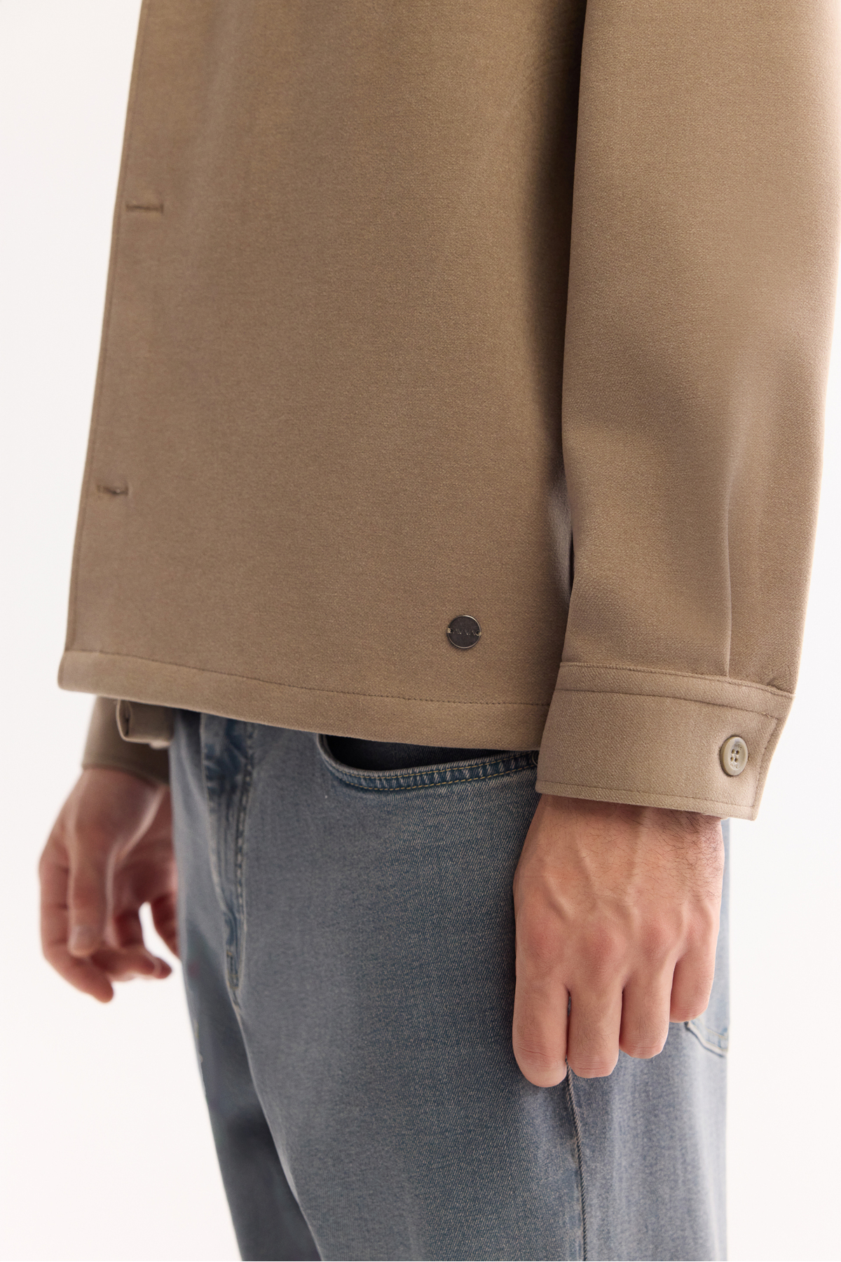 Avva Erkek Vizon Klasik Yaka Jersey Comfort Fit Gömlek Ceket A52Y2043 görsel 5
