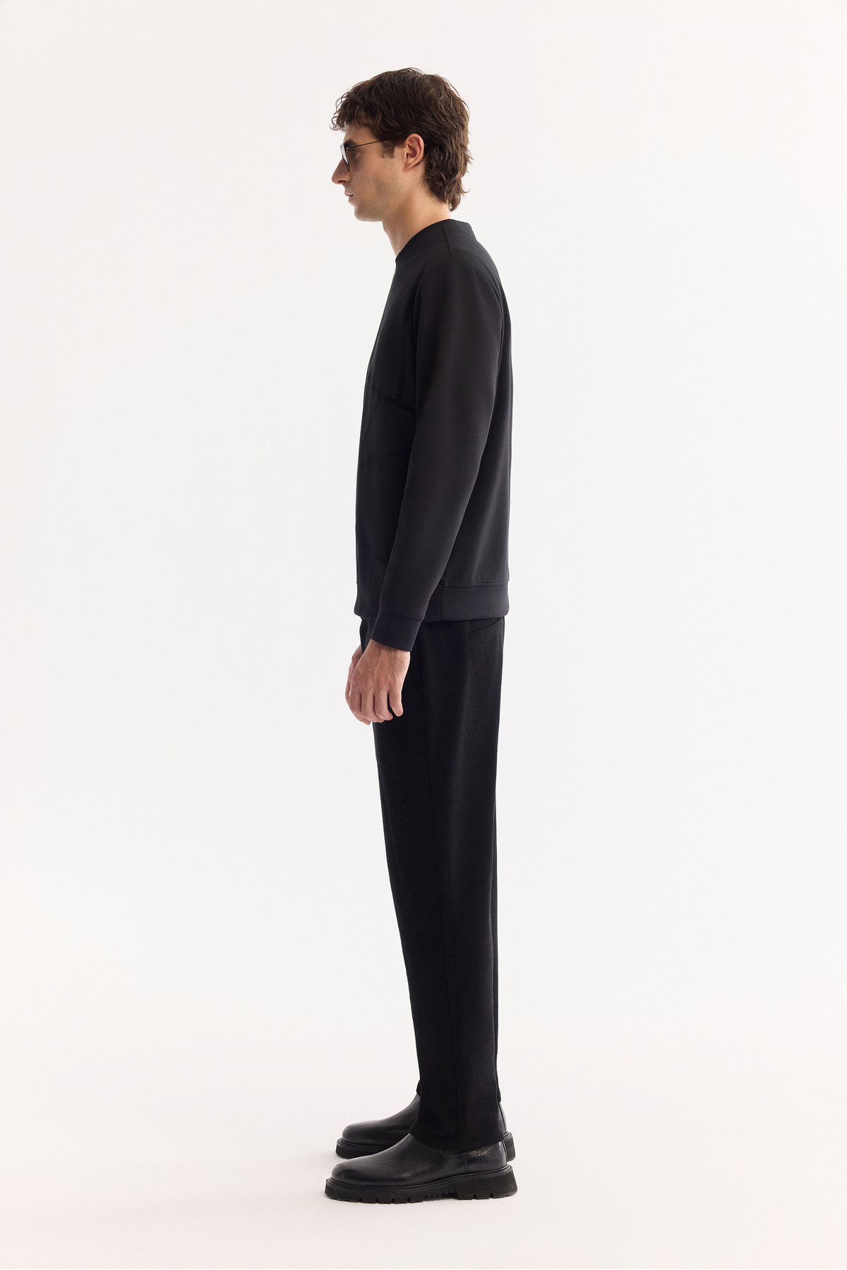 Avva Erkek Siyah Bisiklet Yaka Pamuklu Bi-Stretch Baskılı Regular Fit Sweatshirt A52Y1285 görsel 5