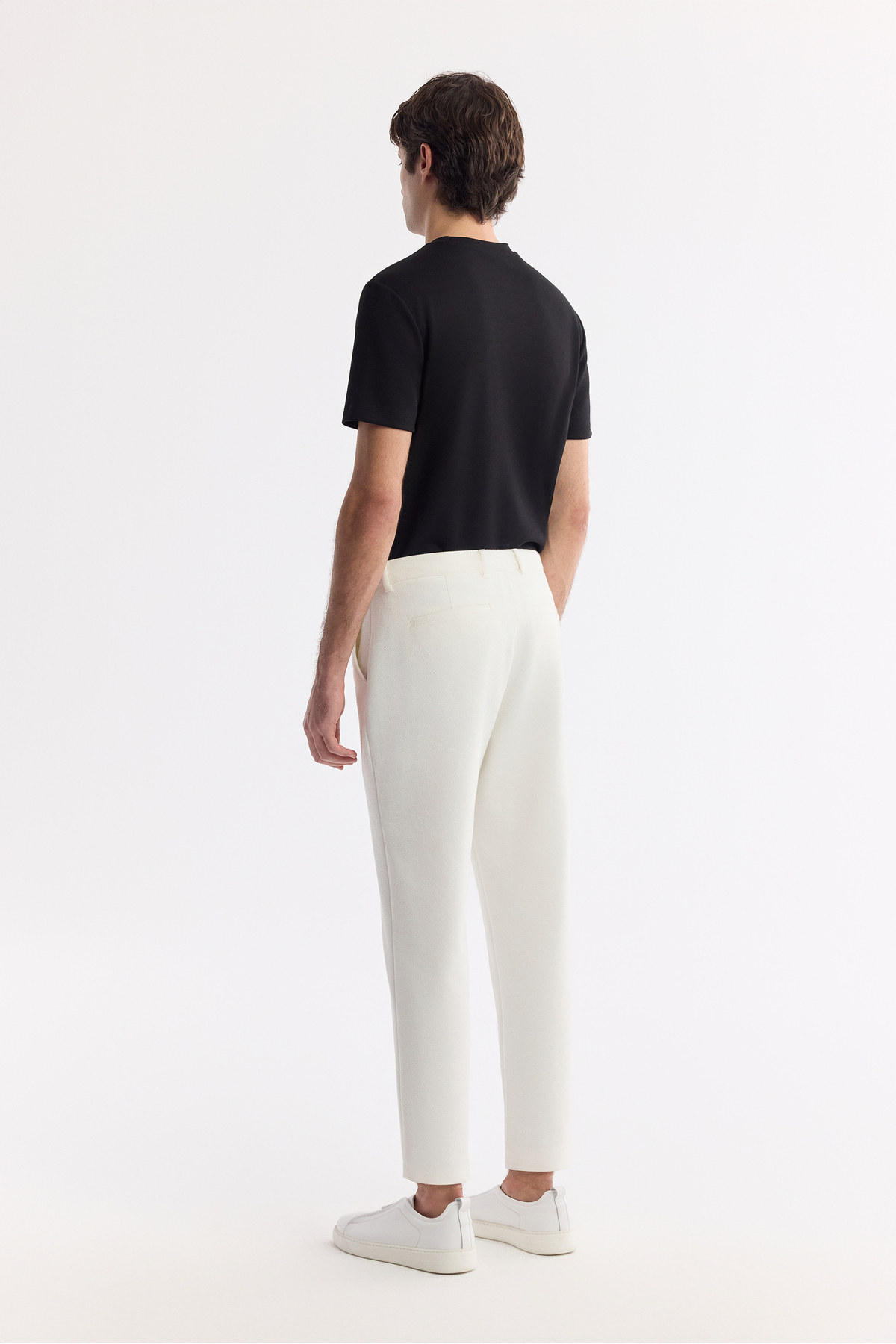 Avva Erkek Beyaz Beli Lastikli Bi-Stretch Chino Slim Fit Pantolon B003033 görsel 3