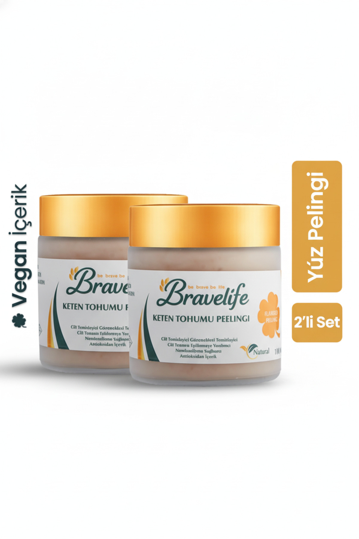Bravelife اسکراب صورت حاوی دانه کتان و پانتنول، بسته 2 عددی، 100 میلیلیتر — 8685198110001-2