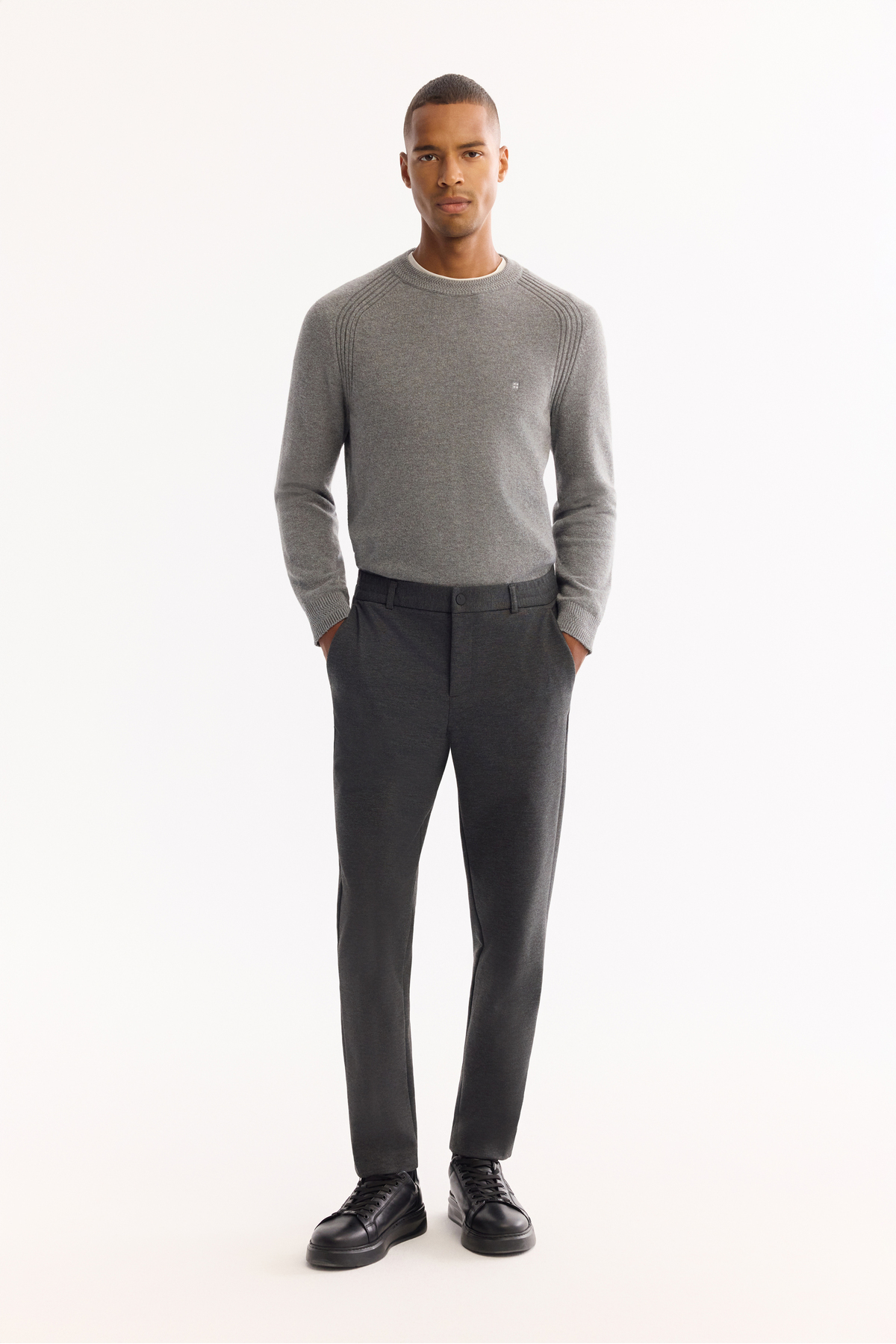 Avva Erkek Antrasit Yanı Lastikli Viskon Karışımlı Slim Fit Chino Pantolon A52Y3053