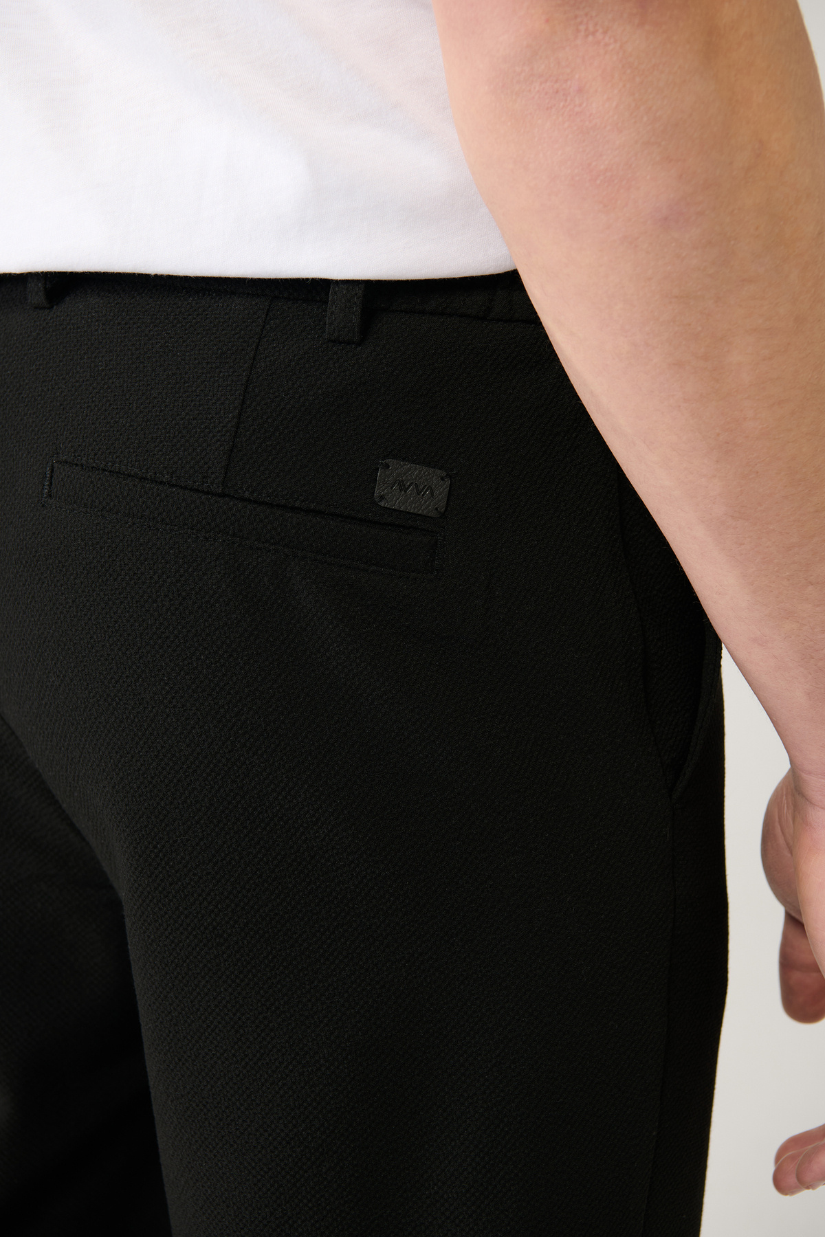 Avva Erkek Siyah Beli Lastikli Bi-Stretch Chino Slim Fit Pantolon B003033 görsel 8