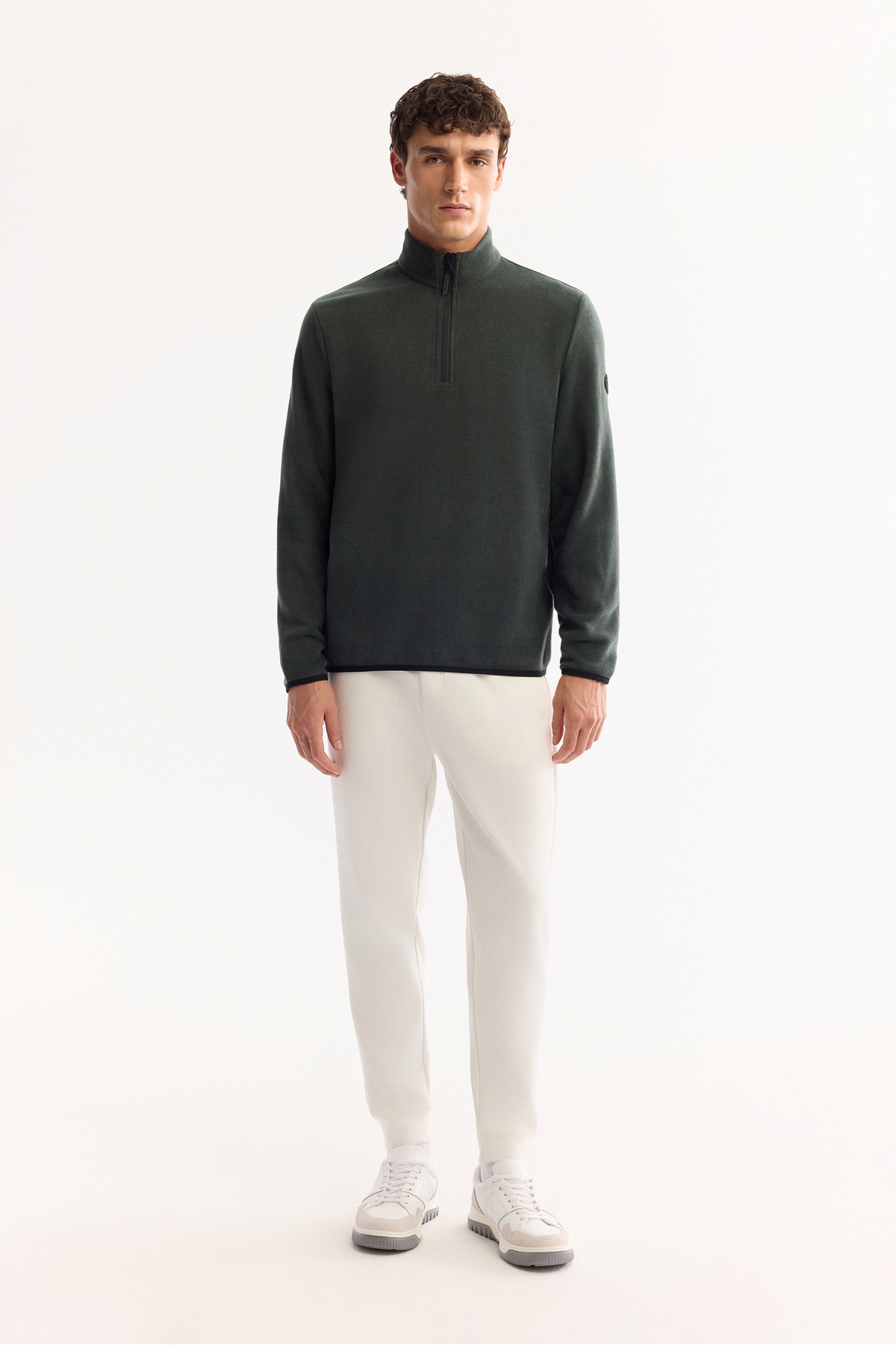 Avva Erkek Yeşil Dik Yaka Fermuarlı Soft Touch Polar Regular Fit Sweatshirt E001068 görsel 6