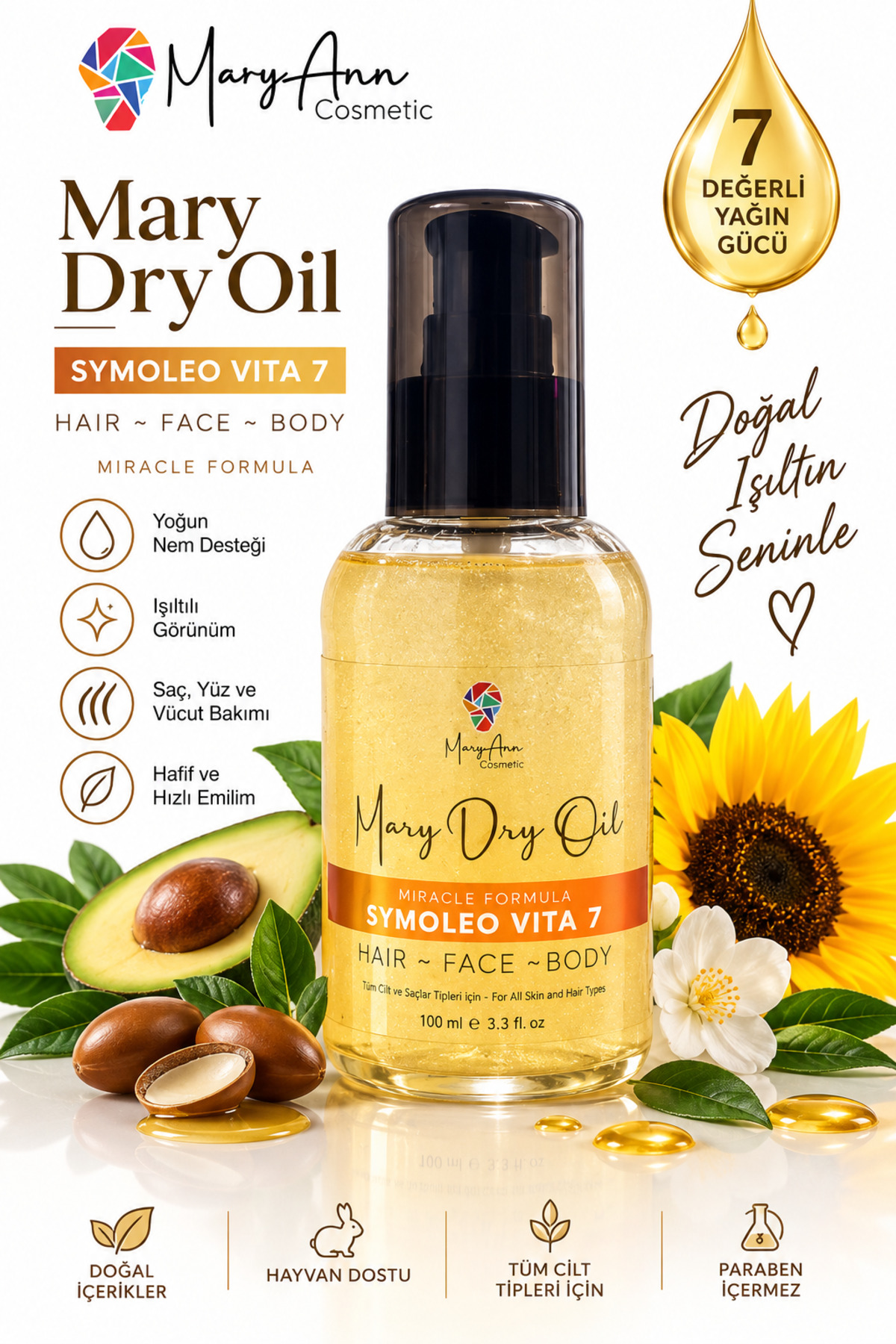 روغن خشک مرطوب کننده مری Symoleo Vita 7، 100 میلی لیتر — DRY OIL-01