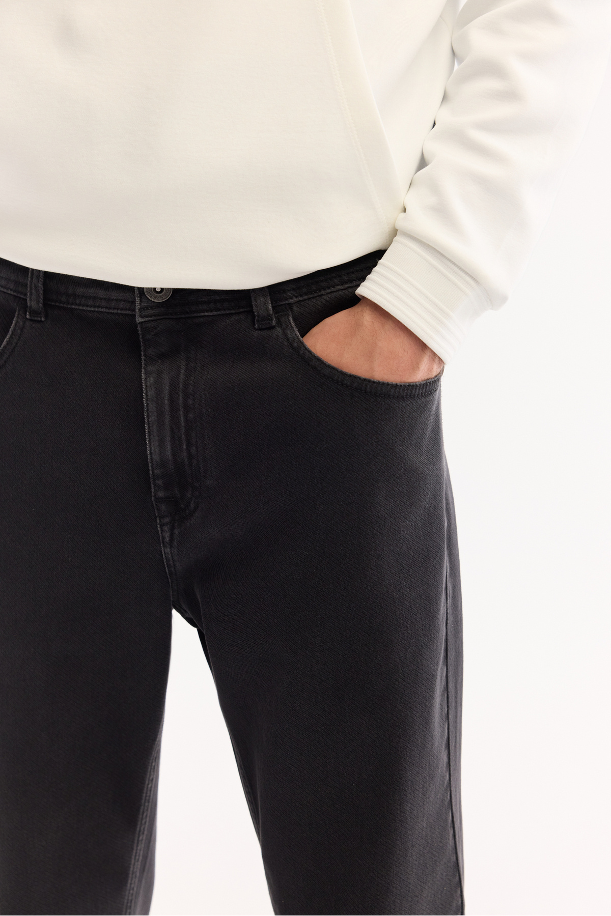 Avva Erkek Siyah Klasik Bel Pamuklu Eskitme Yıkamalı Madrid Comfort Slim Fit Jean Pantolon A52Y3518 görsel 6