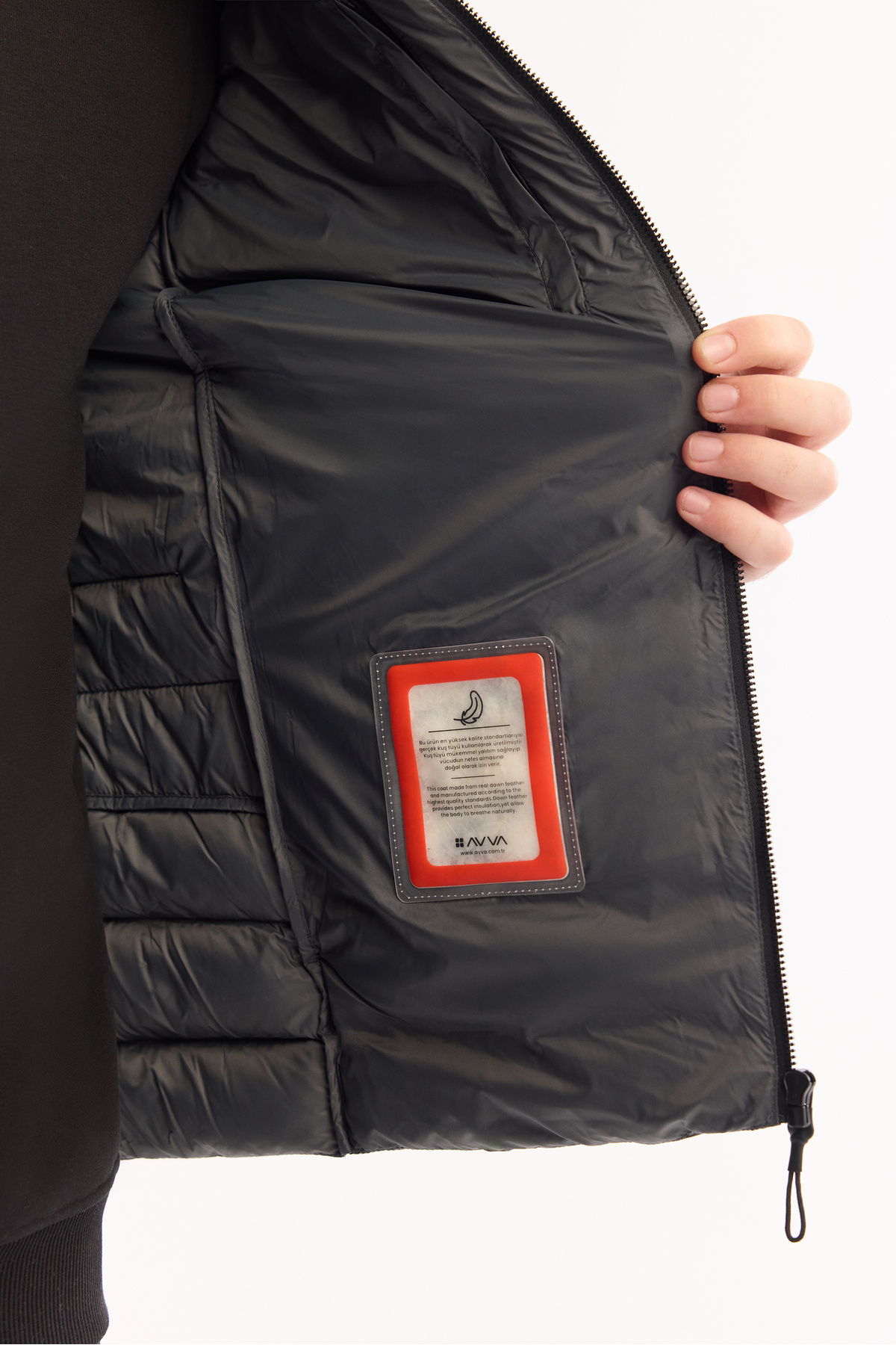 Avva Erkek Antrasit Kaz Tüyü Su İtici Rüzgar Geçirmez Kumaş Dik Yaka Şişme Comfort Fit Mont B006015 görsel 6