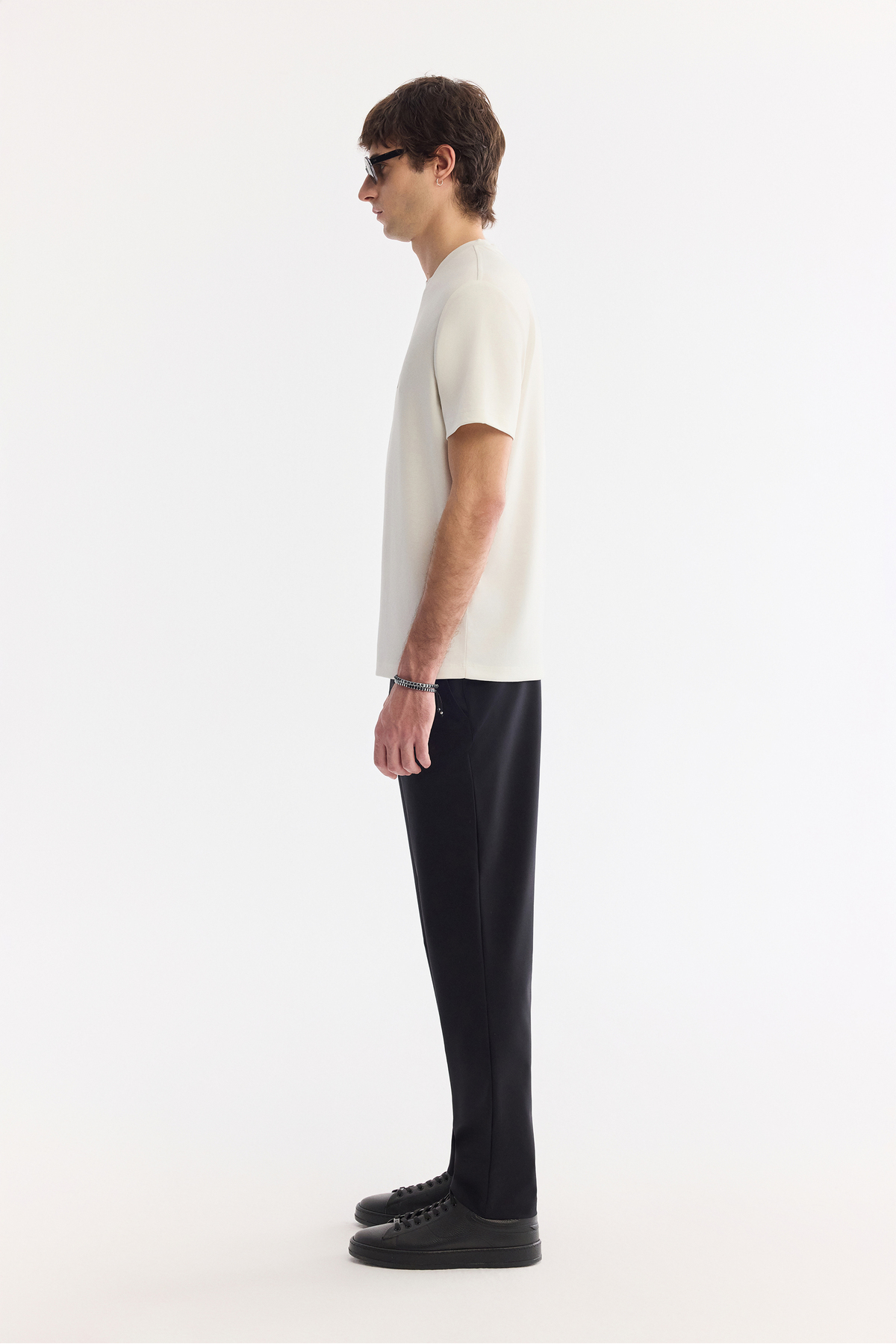 Avva Erkek Ekru Bisiklet Yaka Baskılı Bi-Stretch İnterlok Regular Fit T-shirt A61Y1054 görsel 3